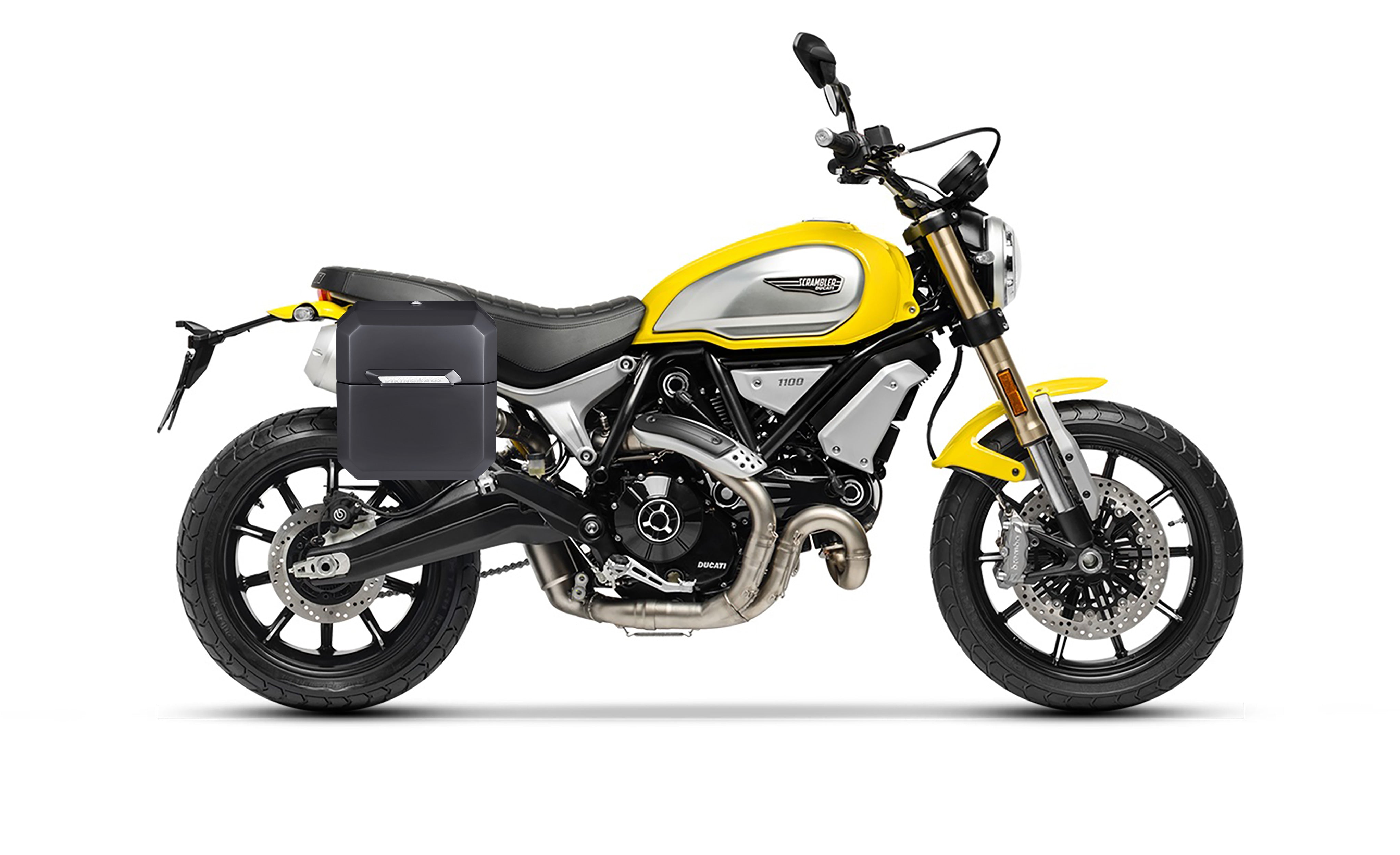 15L - Outlaw Quick-Mount Ducati Scrambler 1100/Special/Sport Matte Hard Solo Saddlebag (Right Only) Bag on Bike @expand