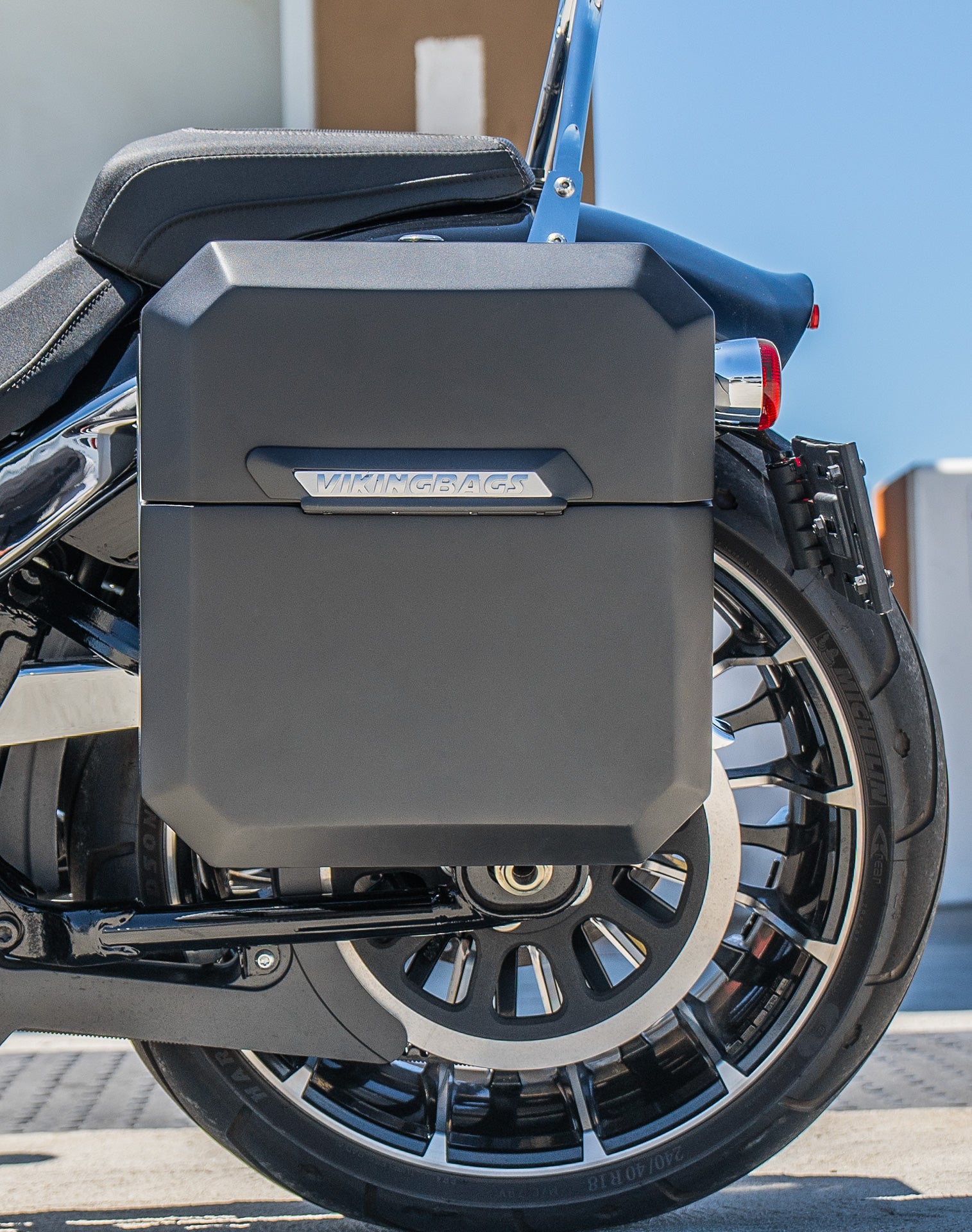 15L - Outlaw Quick Mount Medium Harley Softail Breakout FXBR/S Matte Hard Solo Saddlebag (Left Only) Lifestyle