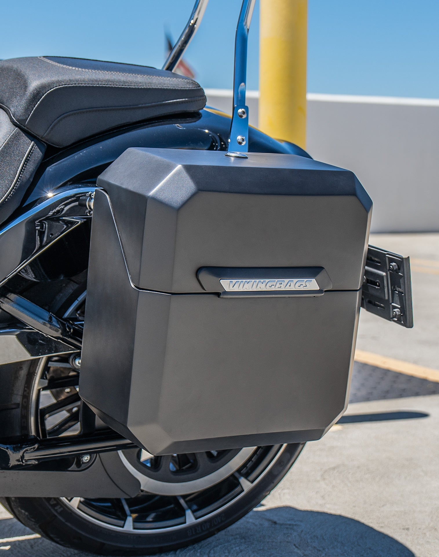 15L - Outlaw Quick Mount Medium Harley Softail Breakout FXBR/S Matte Hard Solo Saddlebag (Left Only) Lifestyle