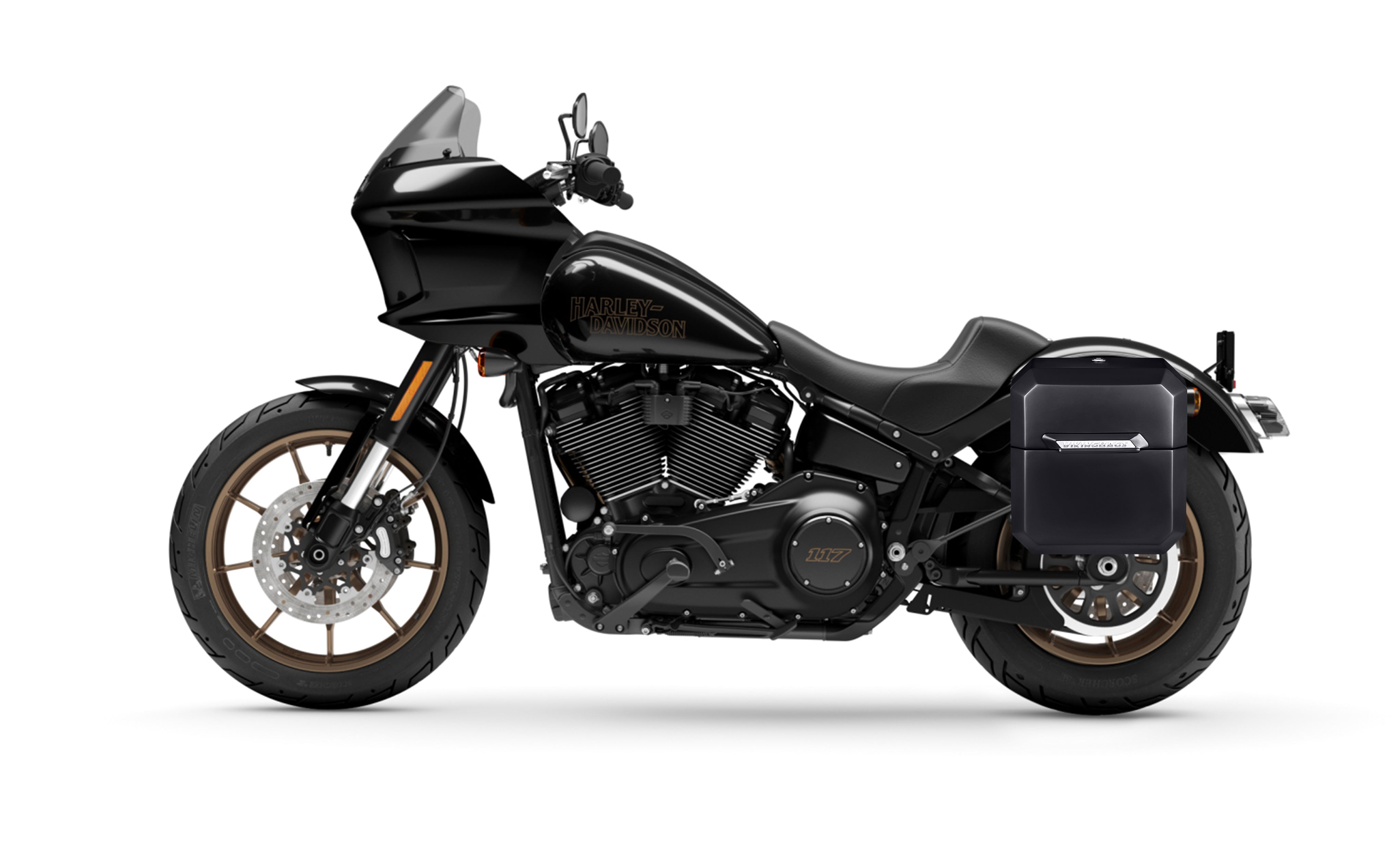 Viking 15L Outlaw Medium Harley Softail Low Rider St Painted Solo Hard Saddlebag Left Only Bag On Bike @expand