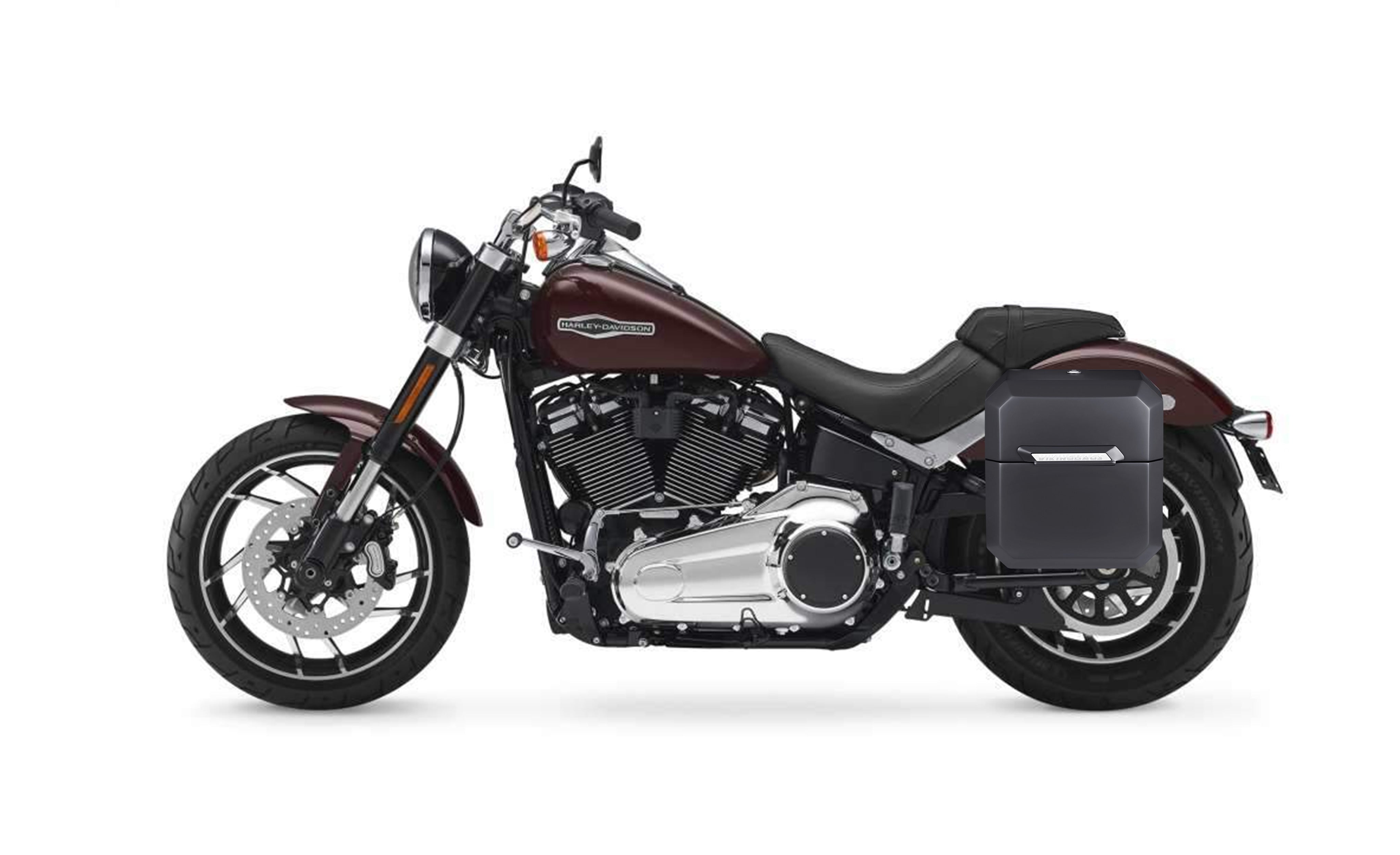 Viking 15L Outlaw Medium Harley Softail Sport Glide Matte Solo Hard Saddlebag Left Only Bag On Bike @expand