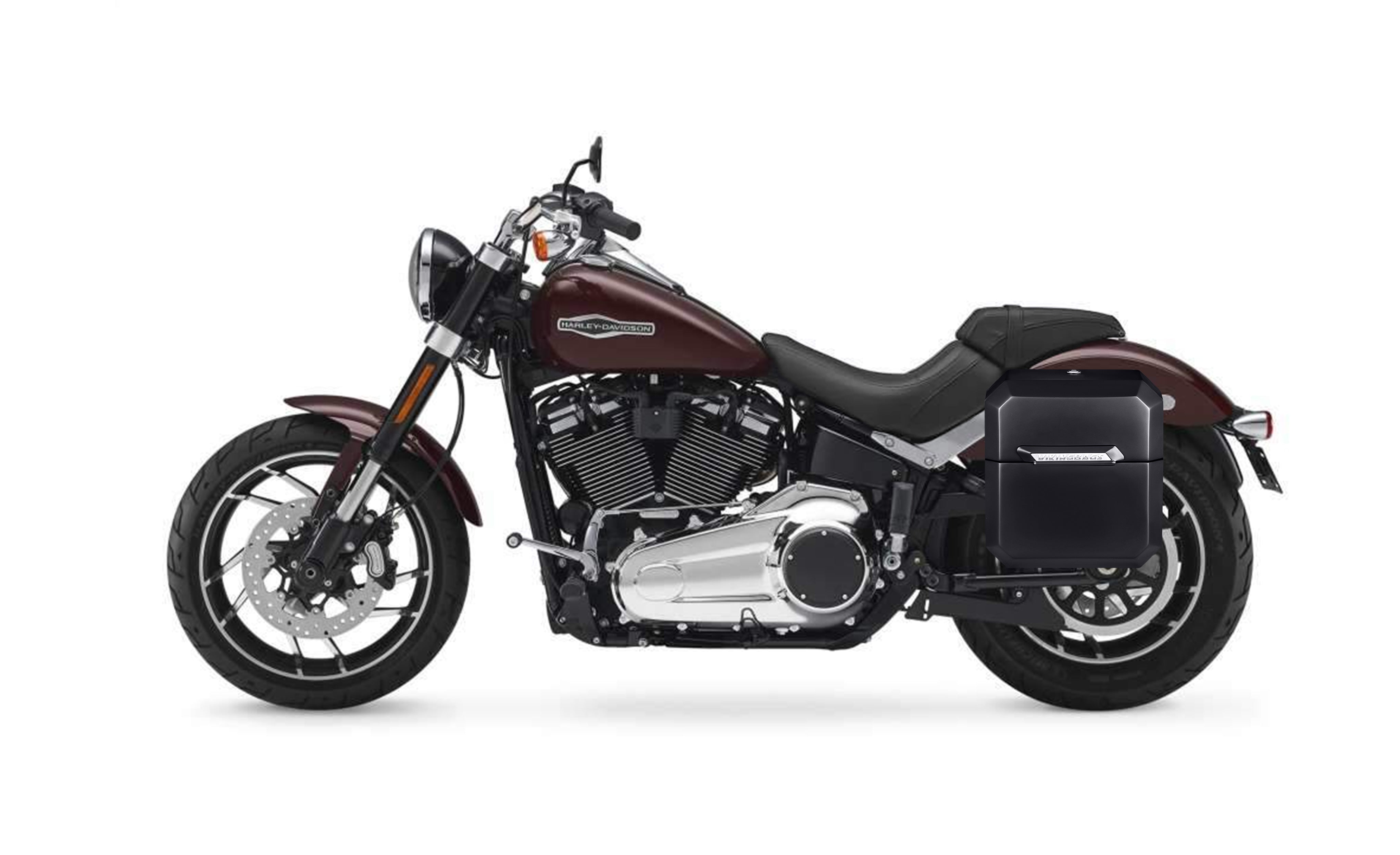 15L - Outlaw Quick Mount Medium Harley Softail Sport Glide Painted Hard Solo Saddlebag (Left Only) Bag On Bike @expand