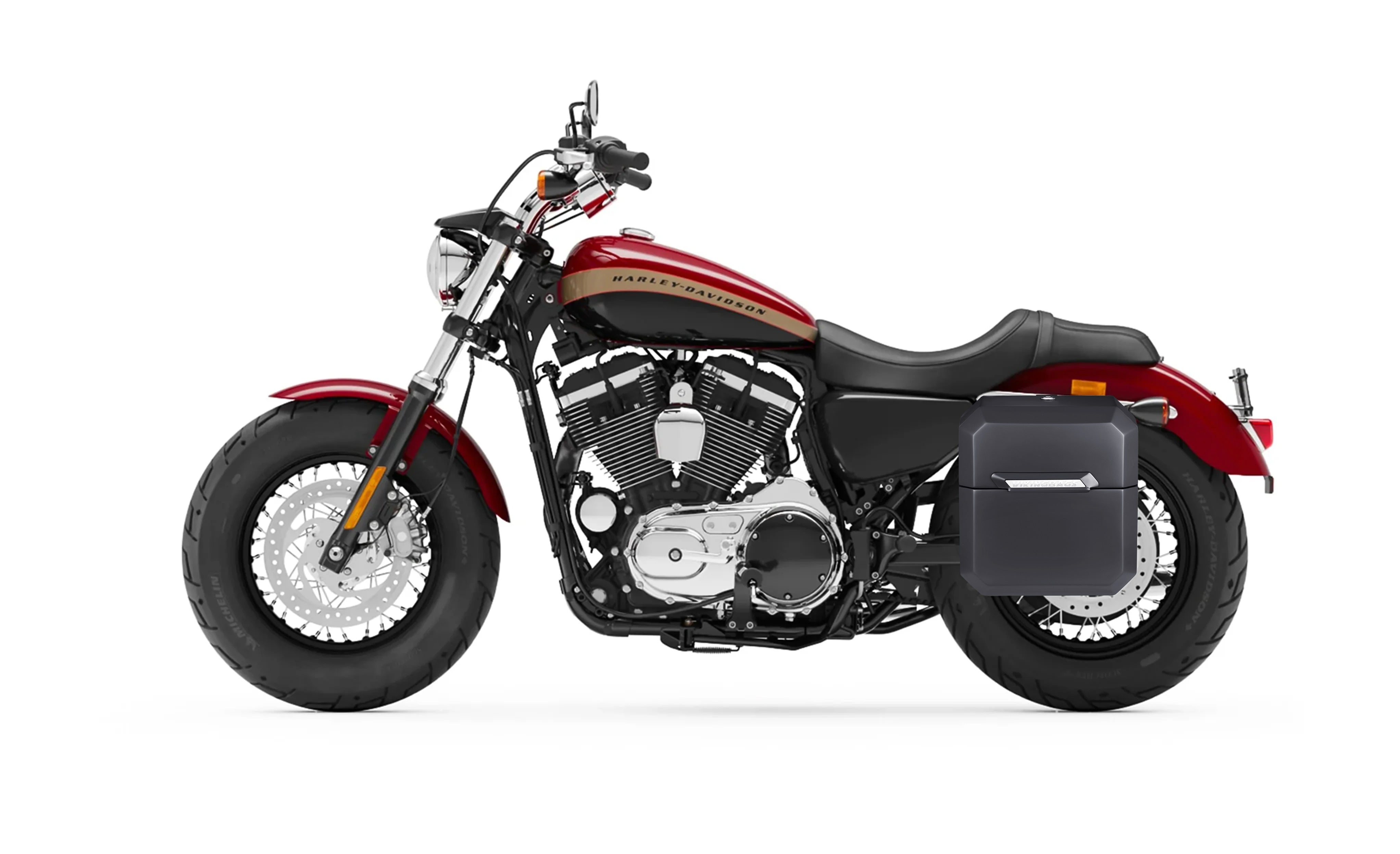 Viking 15L Outlaw Medium Harley Sportster 1200 Custom Xl1200C Matte Solo Hard Saddlebag Left Only Bag On Bike @expand