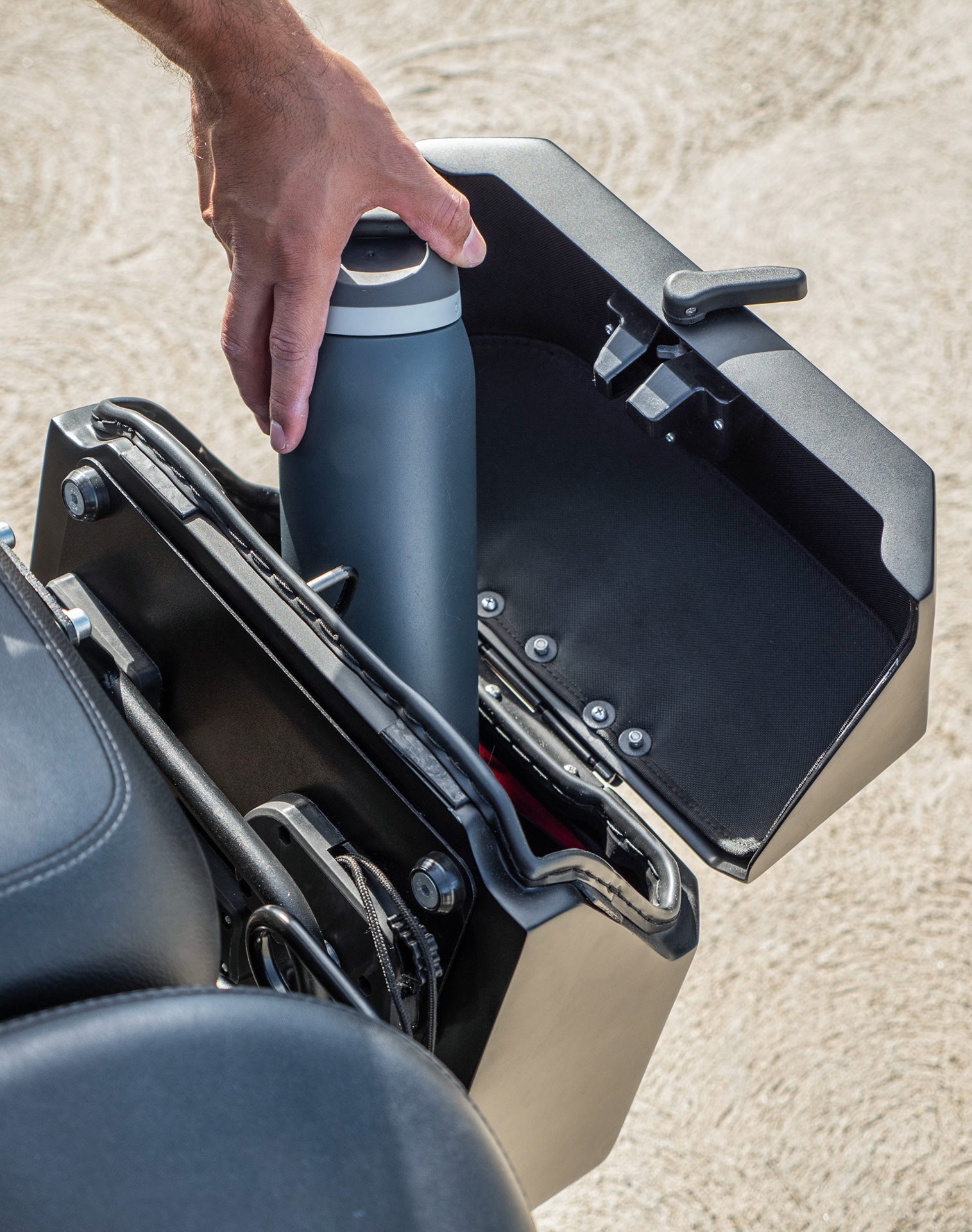 15L - Outlaw Quick Mount Medium Honda 750 Shadow Aero Matte Hard Solo Saddlebag (Left Only) Lifestyle