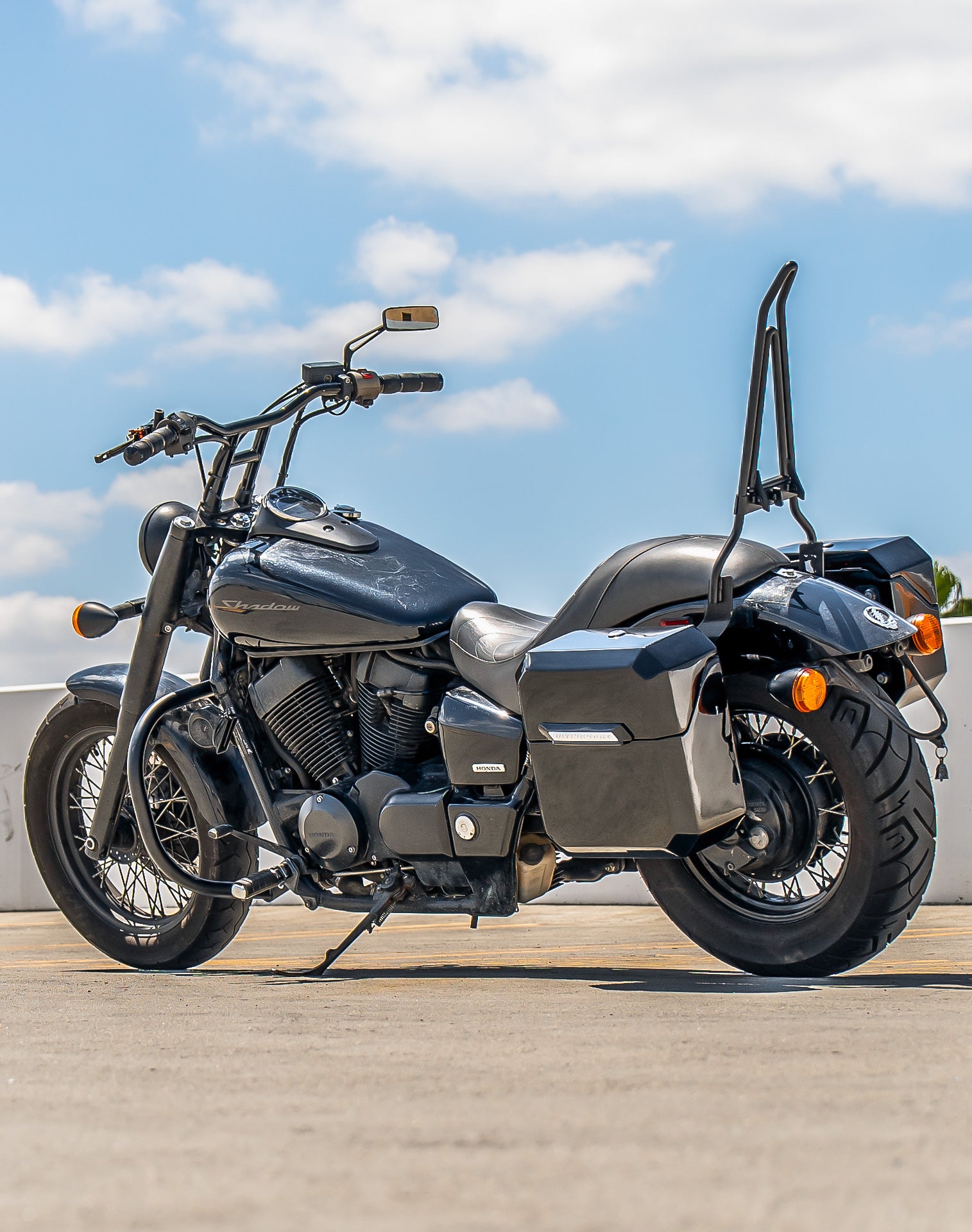 15L - Outlaw Quick Mount Medium Honda 750 Shadow Phantom Painted Hard Solo Saddlebag (Left Only) v1