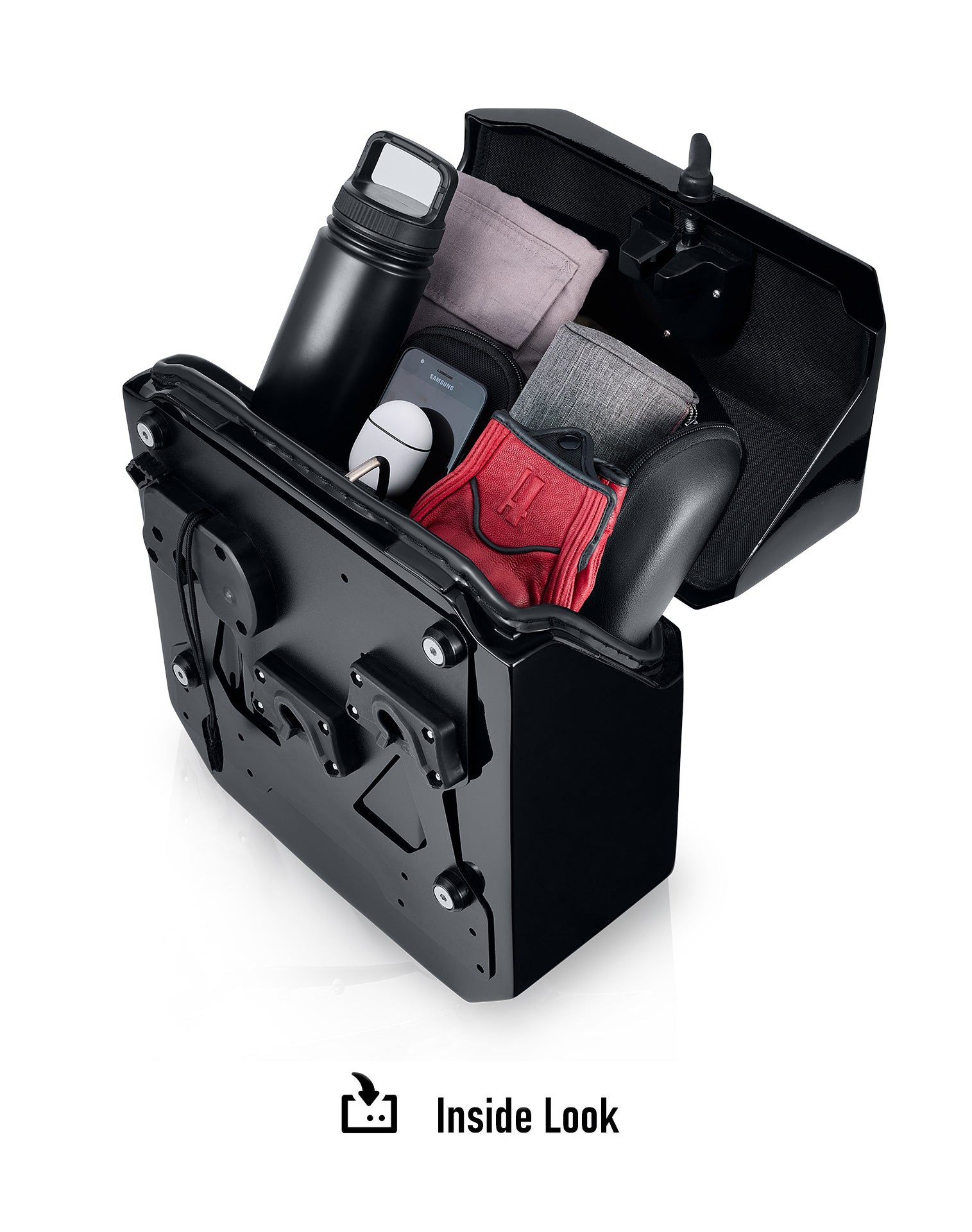 15L - Outlaw Quick-Mount Medium Indian Scout Rogue Painted Hard Solo Saddlebag (Left Only) Inside Look