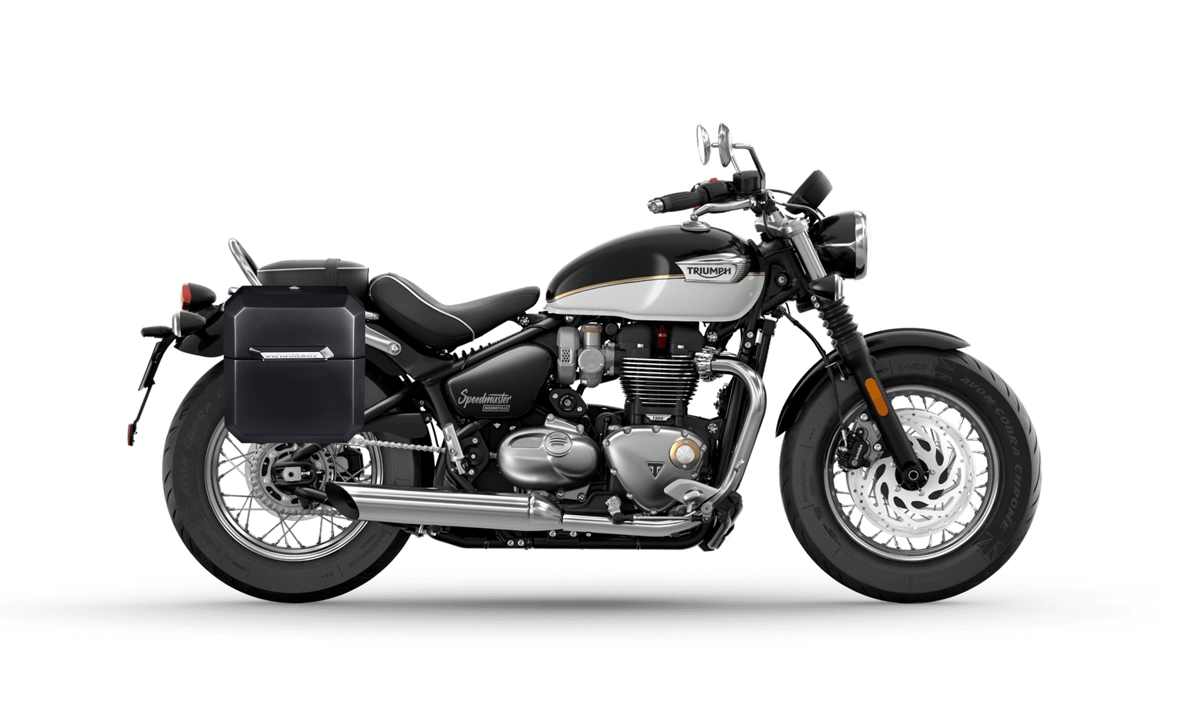 15L - Outlaw Quick-Mount Medium Triumph Bonneville Speedmaster Painted Hard Solo Saddlebag (Right Only) Bag on Bike @expand