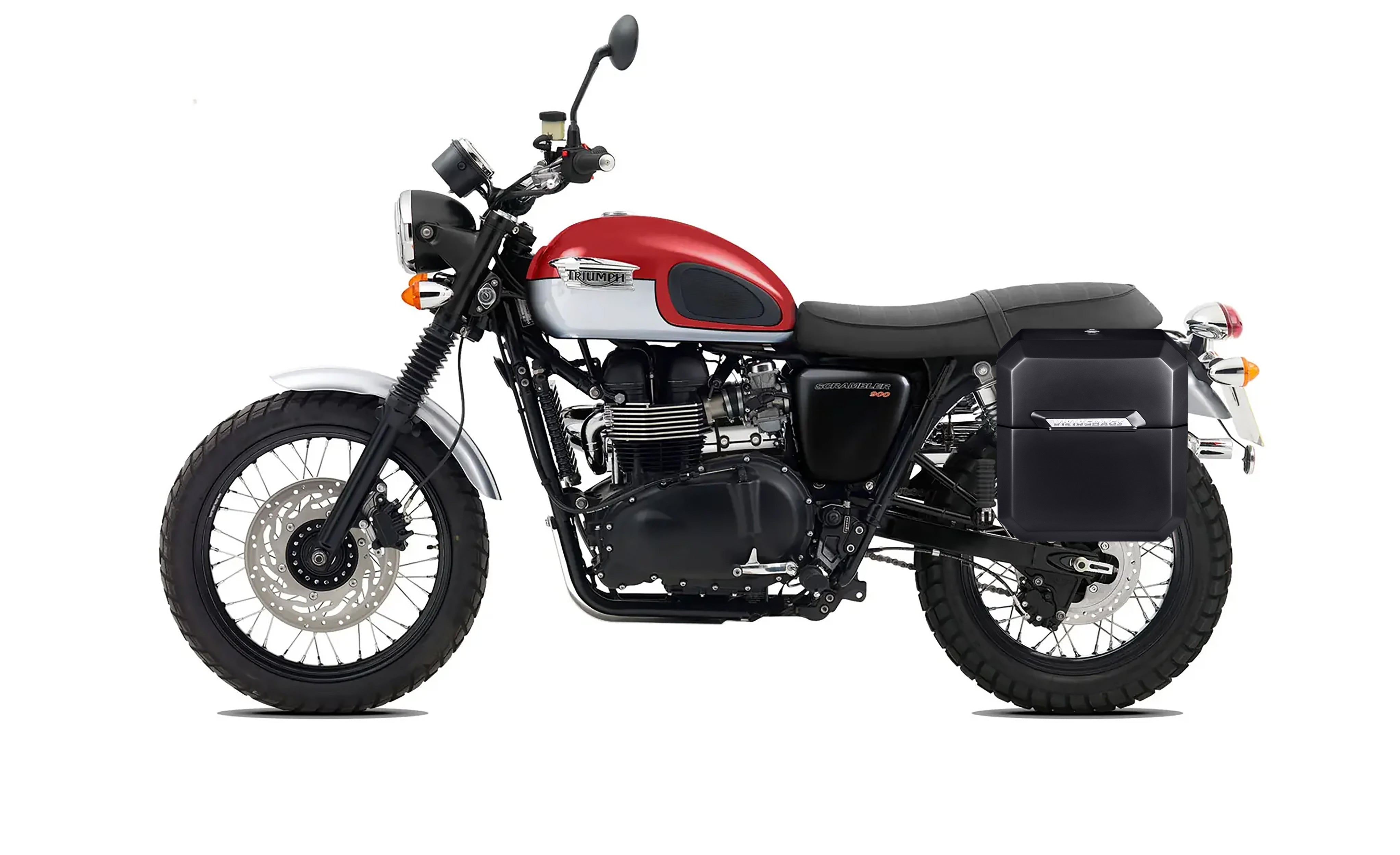 15L - Outlaw Quick Mount Medium Triumph Scrambler Painted Hard Solo Saddlebag (Left Only) Bag on Bike @expand