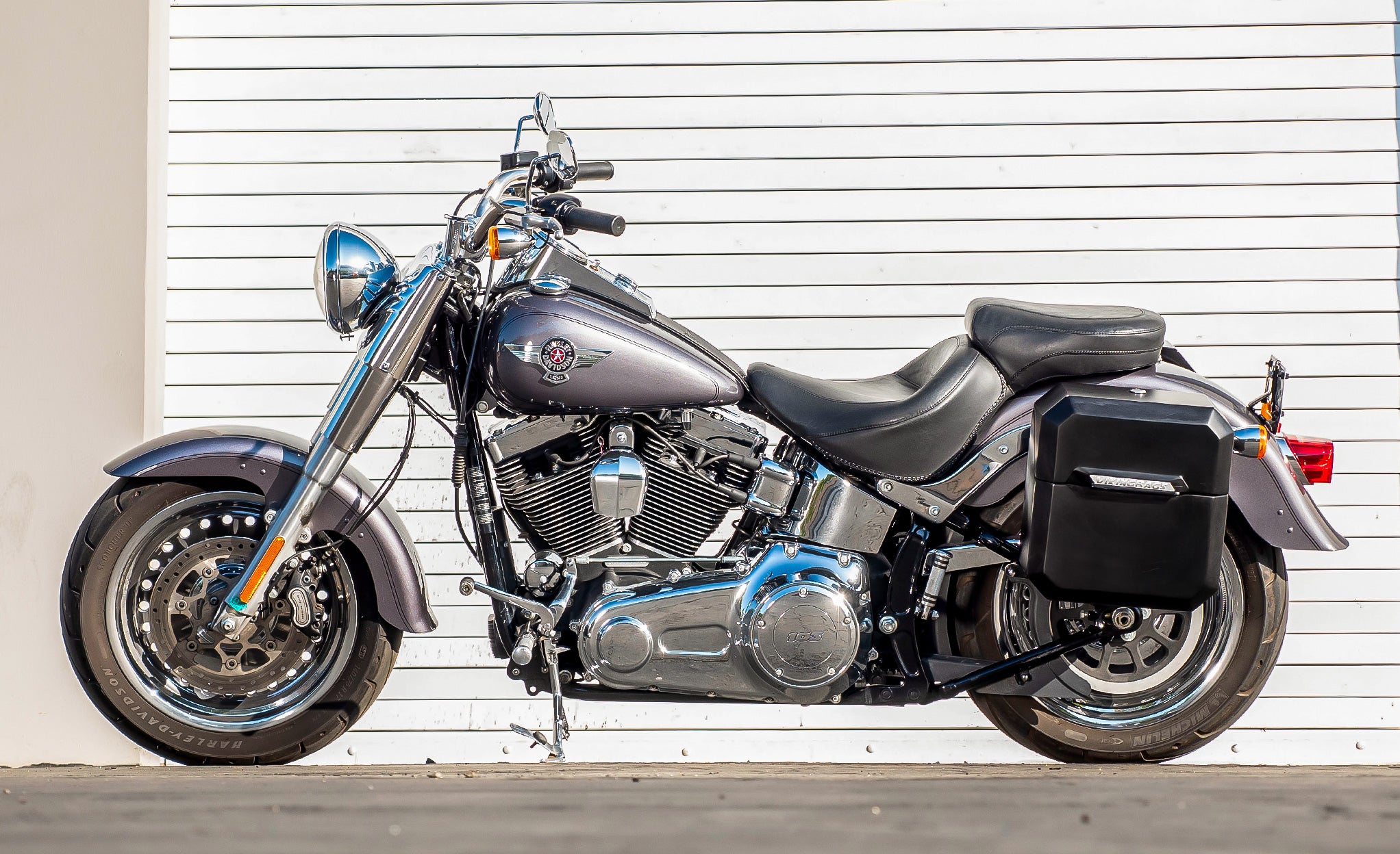 15L - Outlaw Quick-Mount Matte Solo Saddlebag (Left Only) for Harley Softail Fat Boy Lo FLSTFB @expand