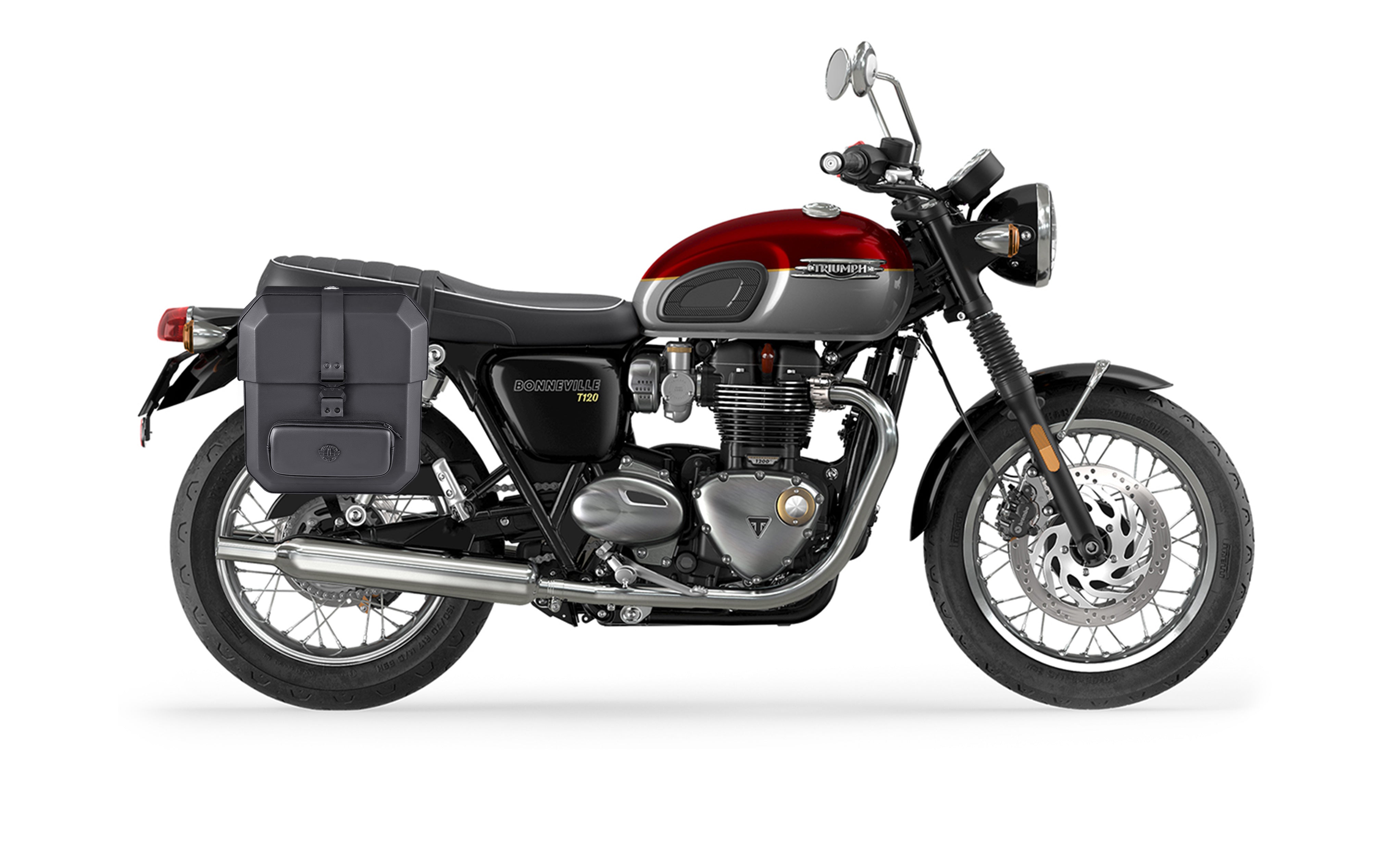 15L - Outlaw Quick Mount Medium Triumph Bonneville T120 Hard Solo Saddlebag (Right Only) Bag on Bike @expand