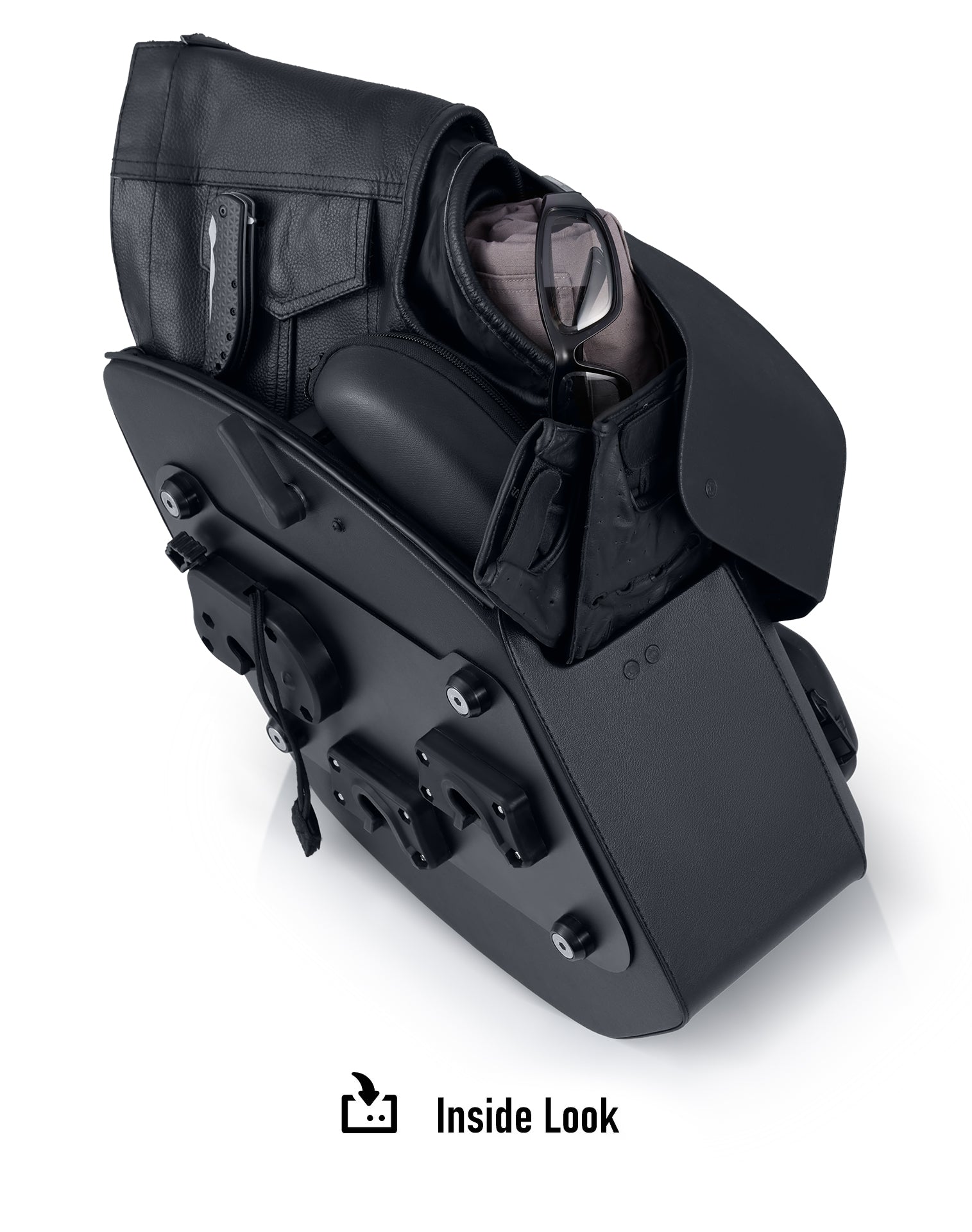 20L - Ironclad Quick Mount Medium Harley Sportster Super Low 1200T Hard Solo Saddlebag (Left Only) Inside Look