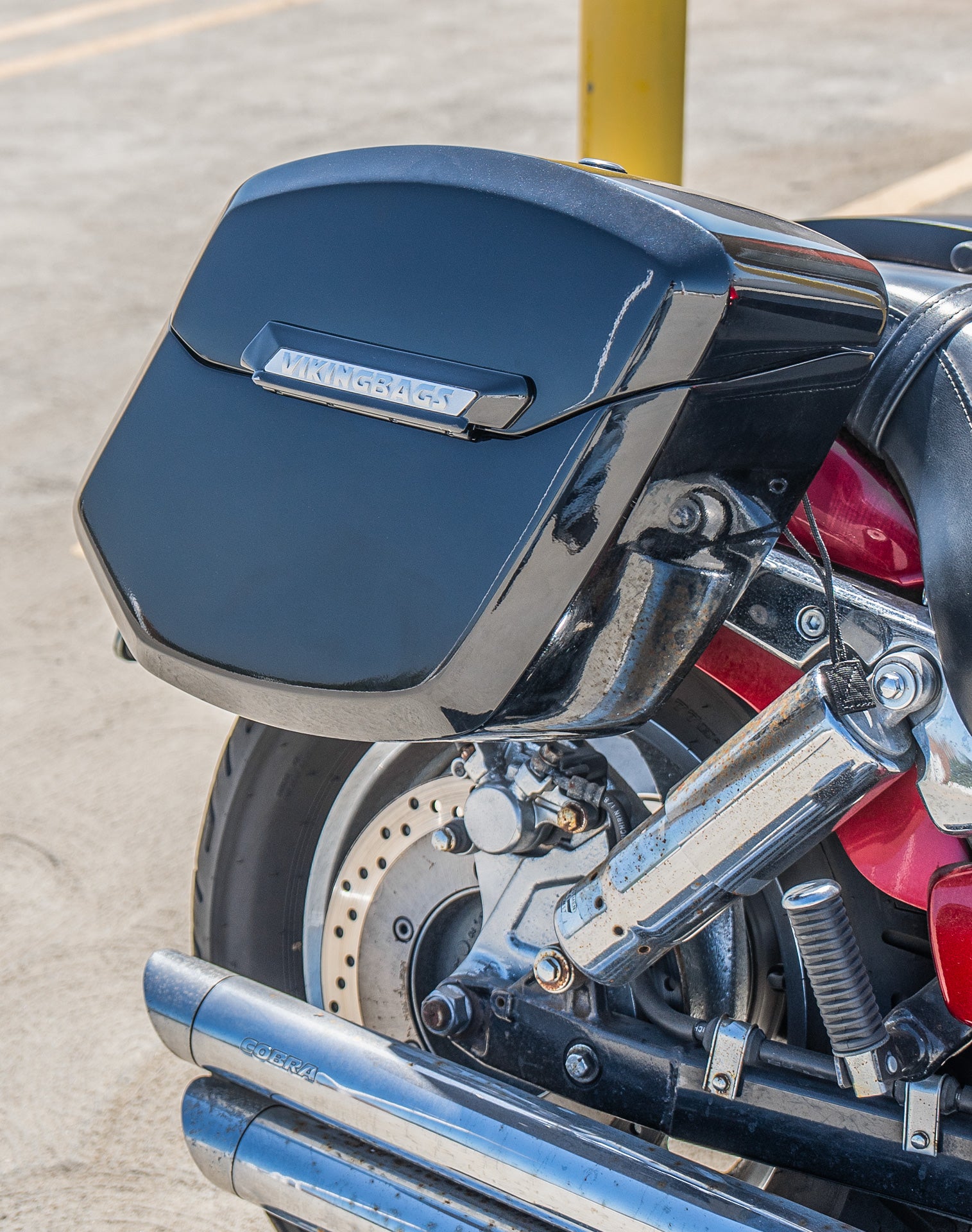 24L - Ironclad Quick-Mount Medium Honda VTX 1300 C Painted Hard Saddlebags Life Style 3