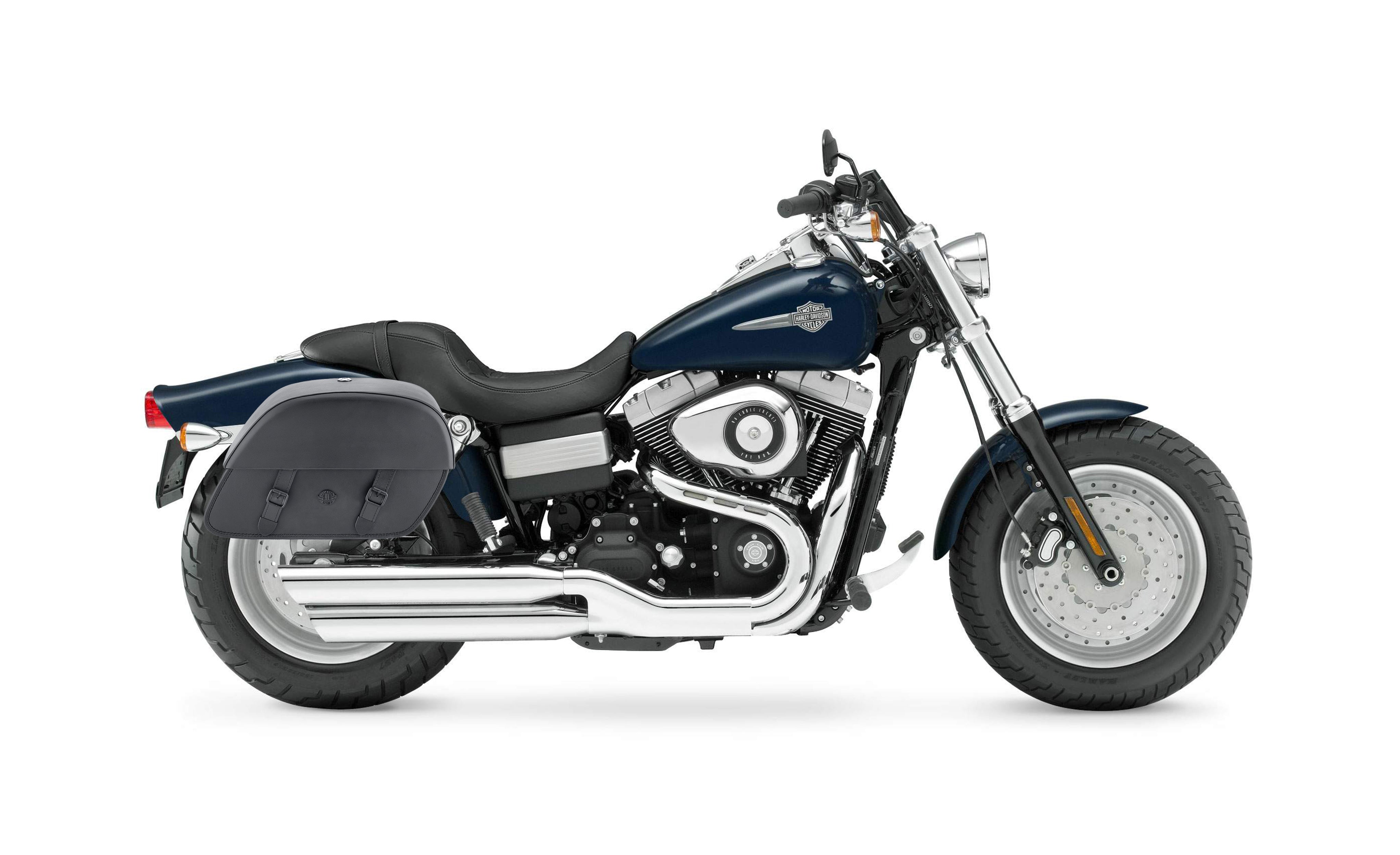 26L - Baelor Large Shock-Cutout Leather Saddlebags for Harley Dyna Fat Bob FXDF/SE Bag on Bike @expand