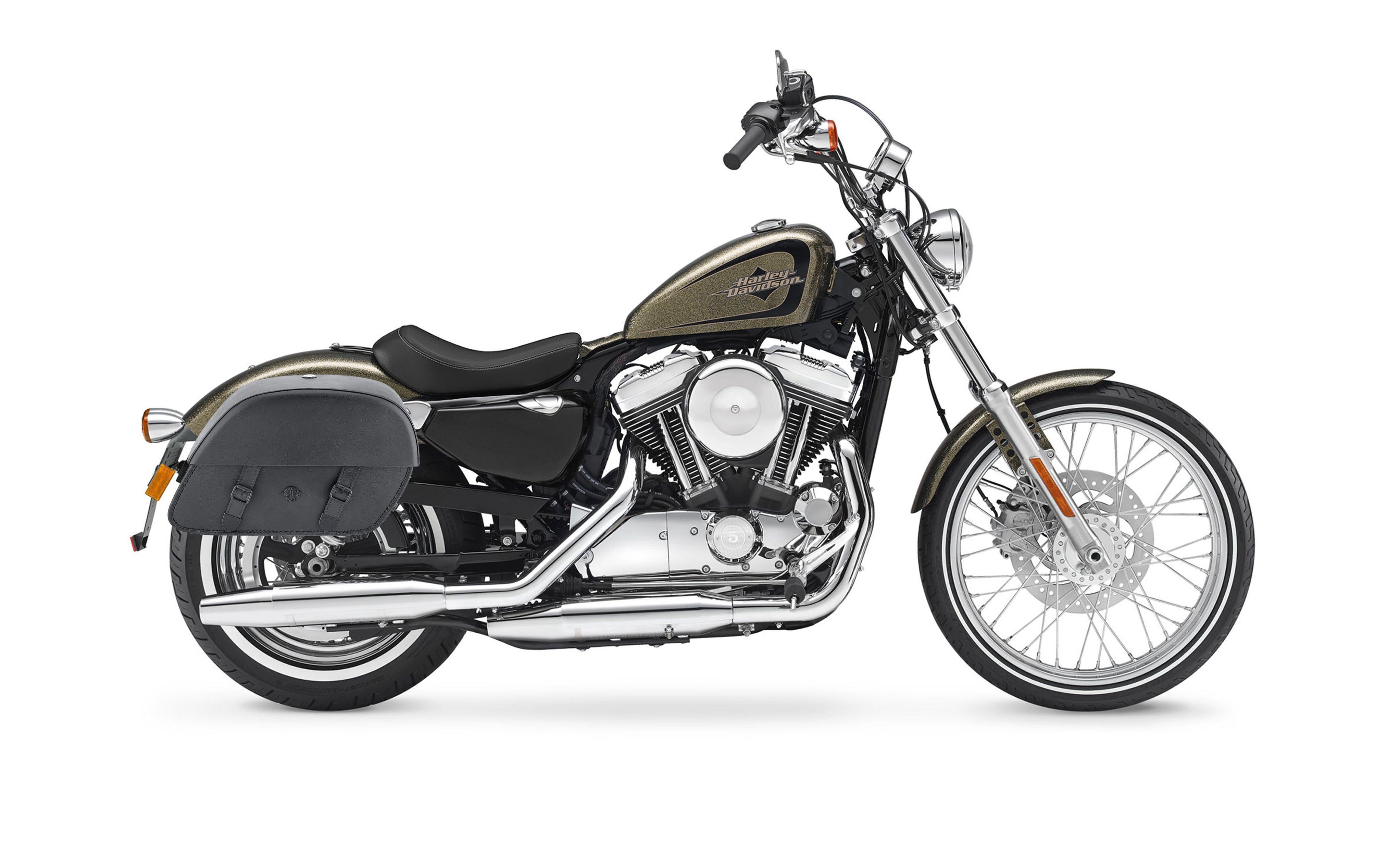 26L - Baelor Large Shock-Cutout Leather Saddlebags for Harley Sportster Seventy Two XL1200V Bag on Bike @expand