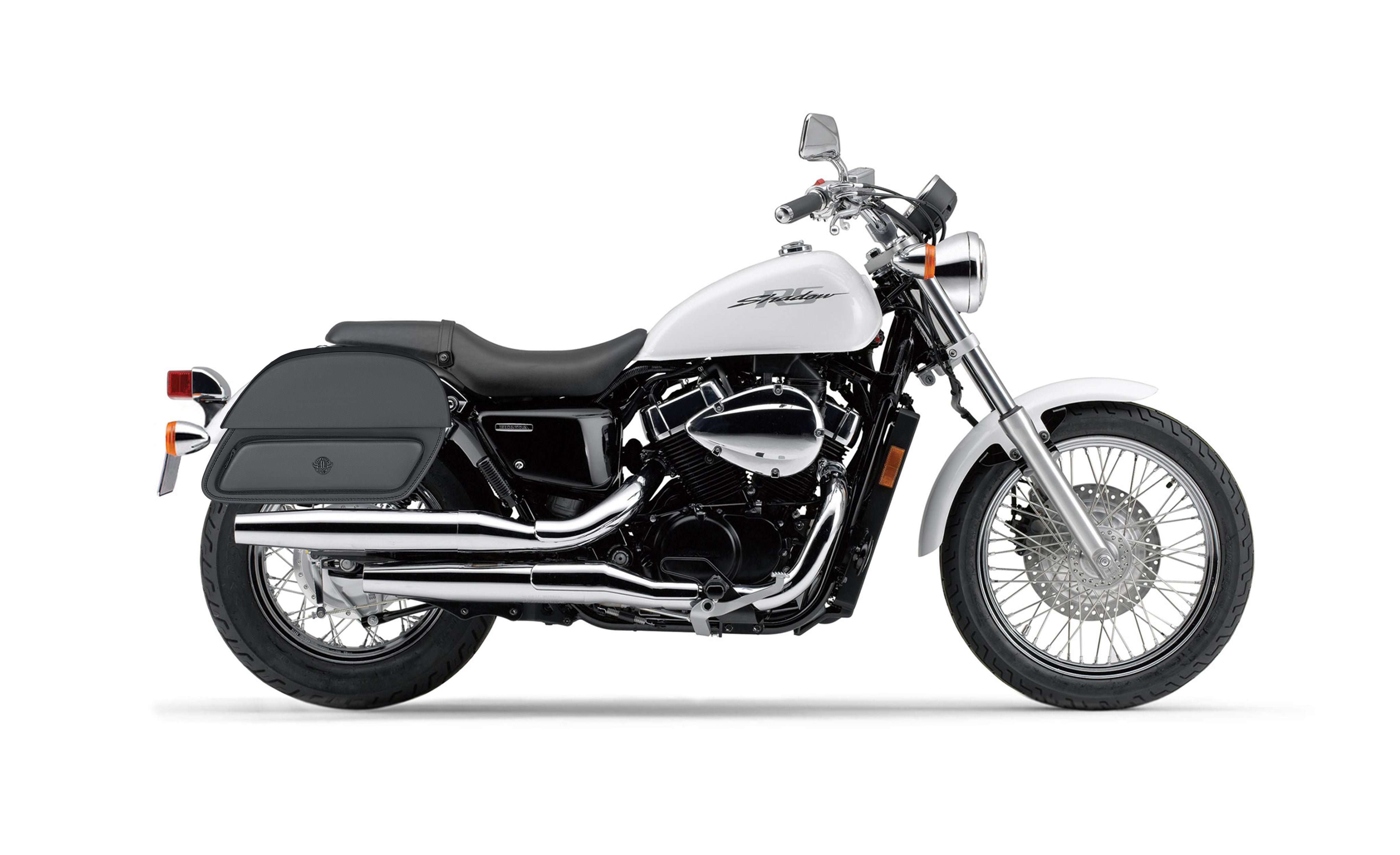 26L - Pantheon Large Shock Cutout Honda Shadow 750 RS Motorcycle Saddlebags Bag on Bike @expand