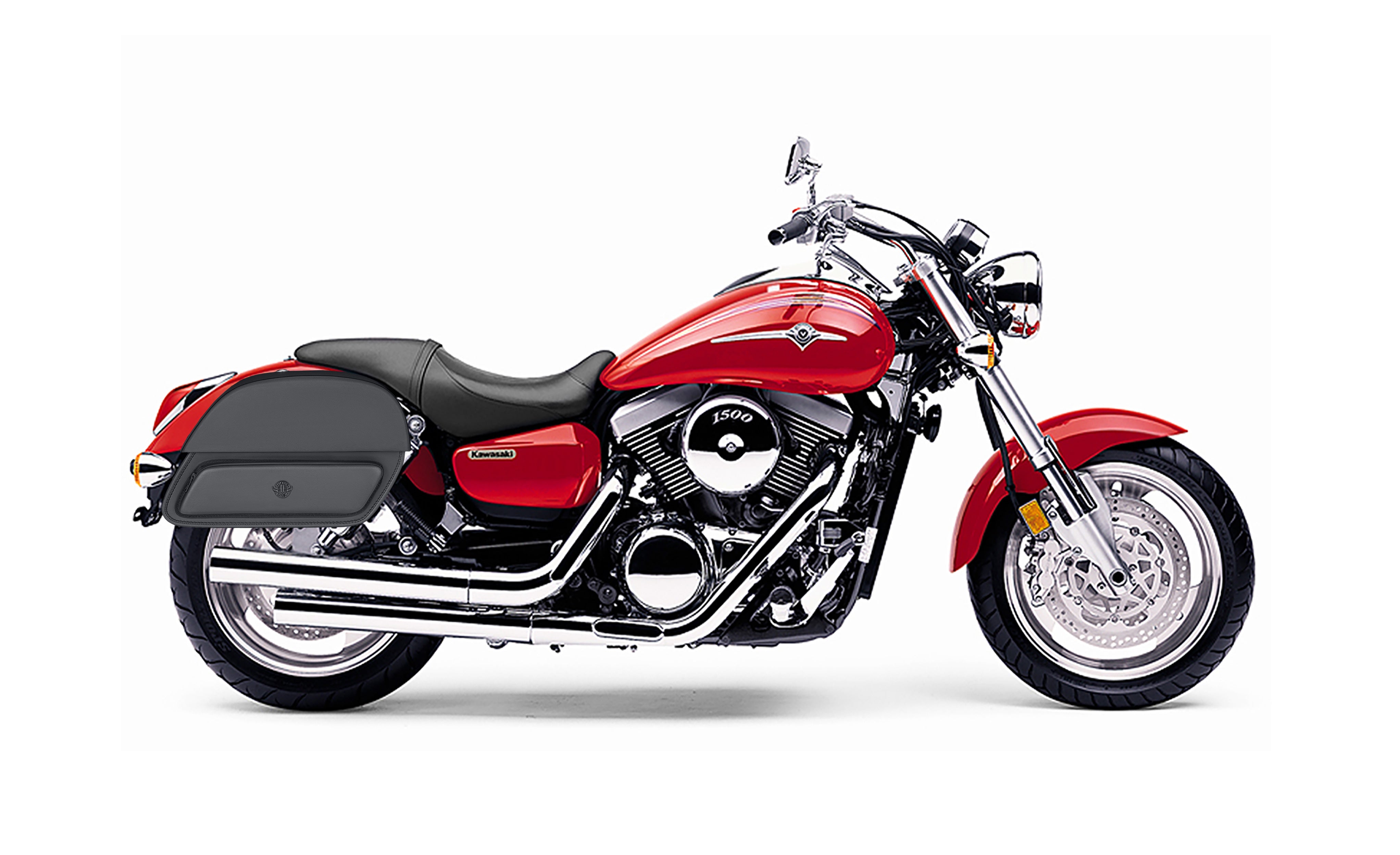 26L - Pantheon Large Shock Cutout Kawasaki Mean Streak 1500 Motorcycle Saddlebags Bag on Bike @expand