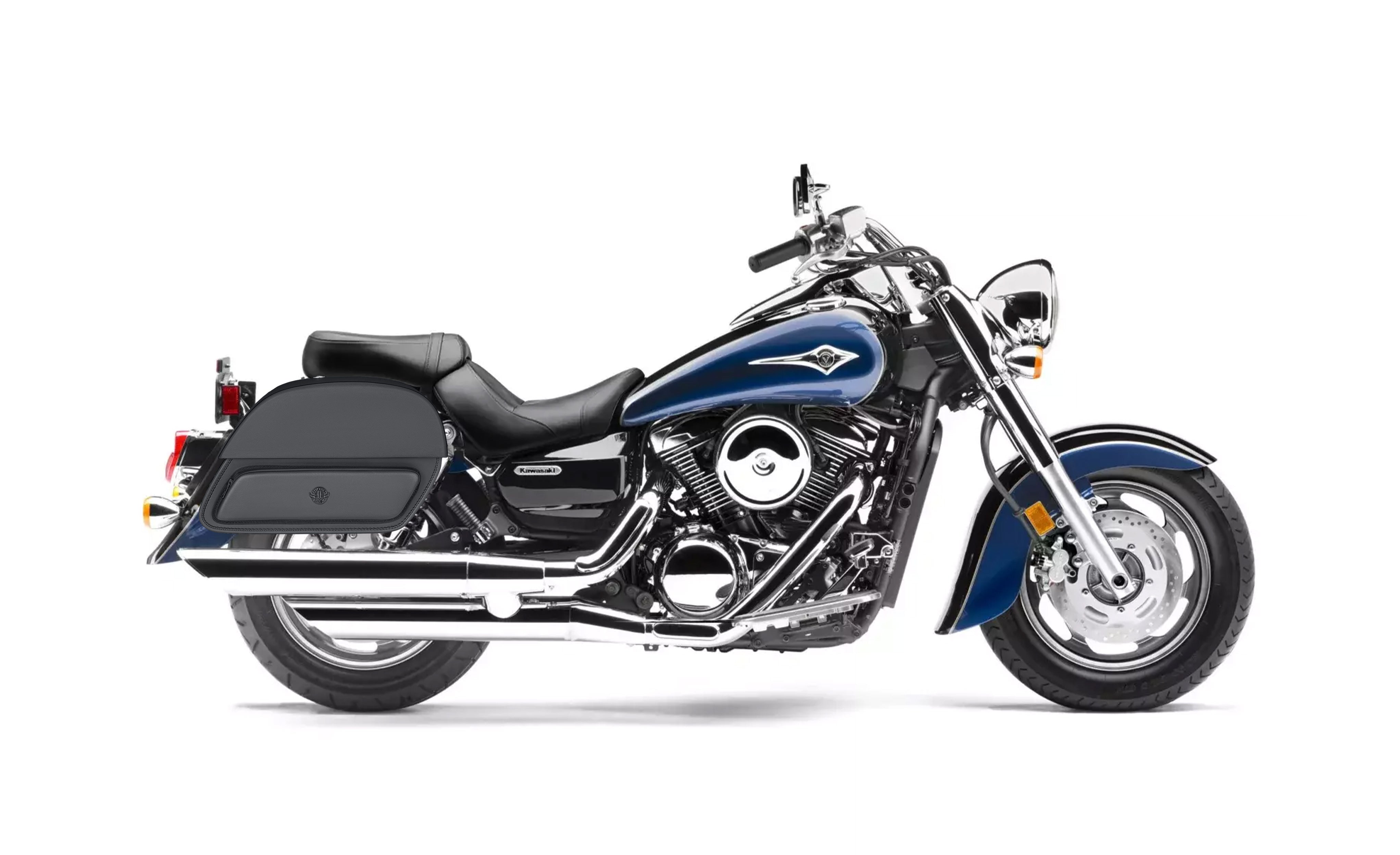 26L - Pantheon Large Shock Cutout Kawasaki Vulcan 1600 Classic VN1600 Motorcycle Saddlebags Bag on Bike @expand