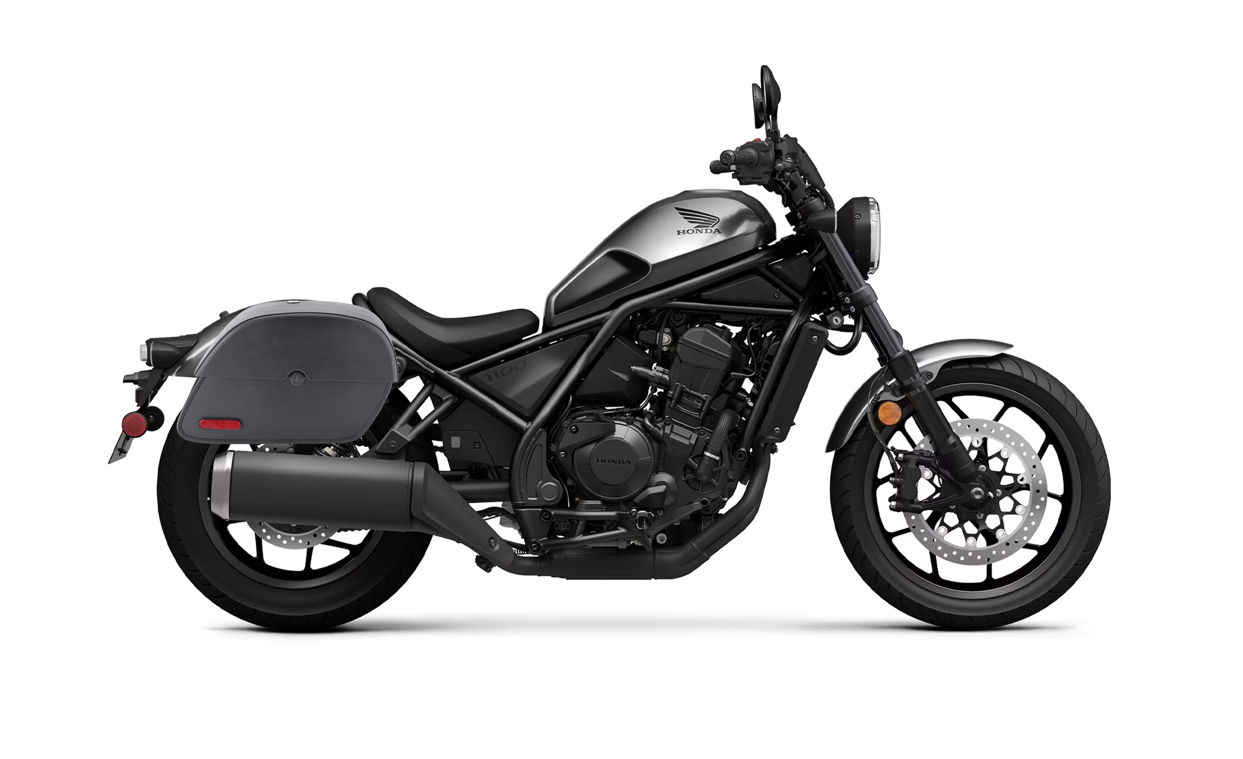 26L - Panzer Large Shock Cutout Honda Rebel 1100 Motorcycle Saddlebags Bag on Bike @expand