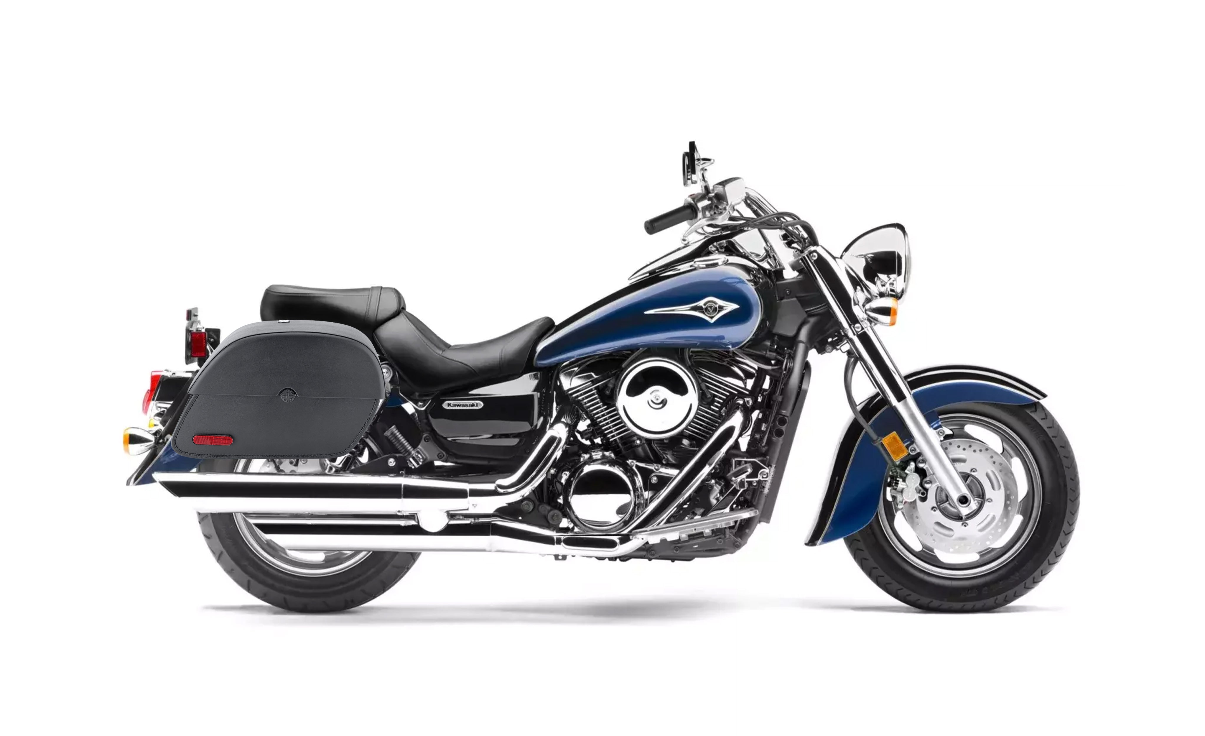 26L - Panzer Large Shock Cutout Kawasaki Vulcan 1600 Classic VN1600 Motorcycle Saddlebags Bag on Bike @expand