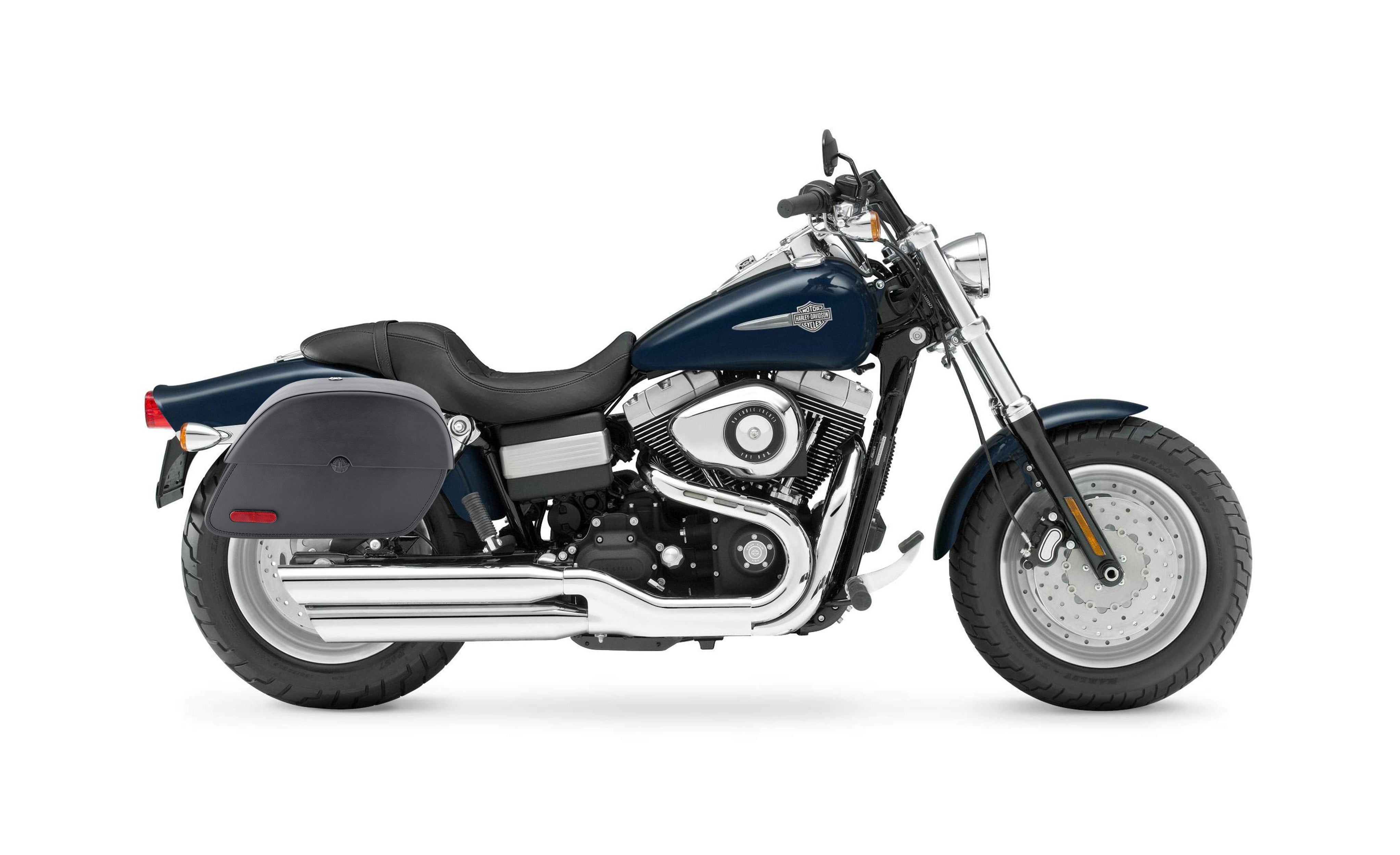 26L - Panzer Large Shock Cutout Leather Saddlebags for Harley Dyna Fat Bob FXDF/SE Bag on Bike @expand