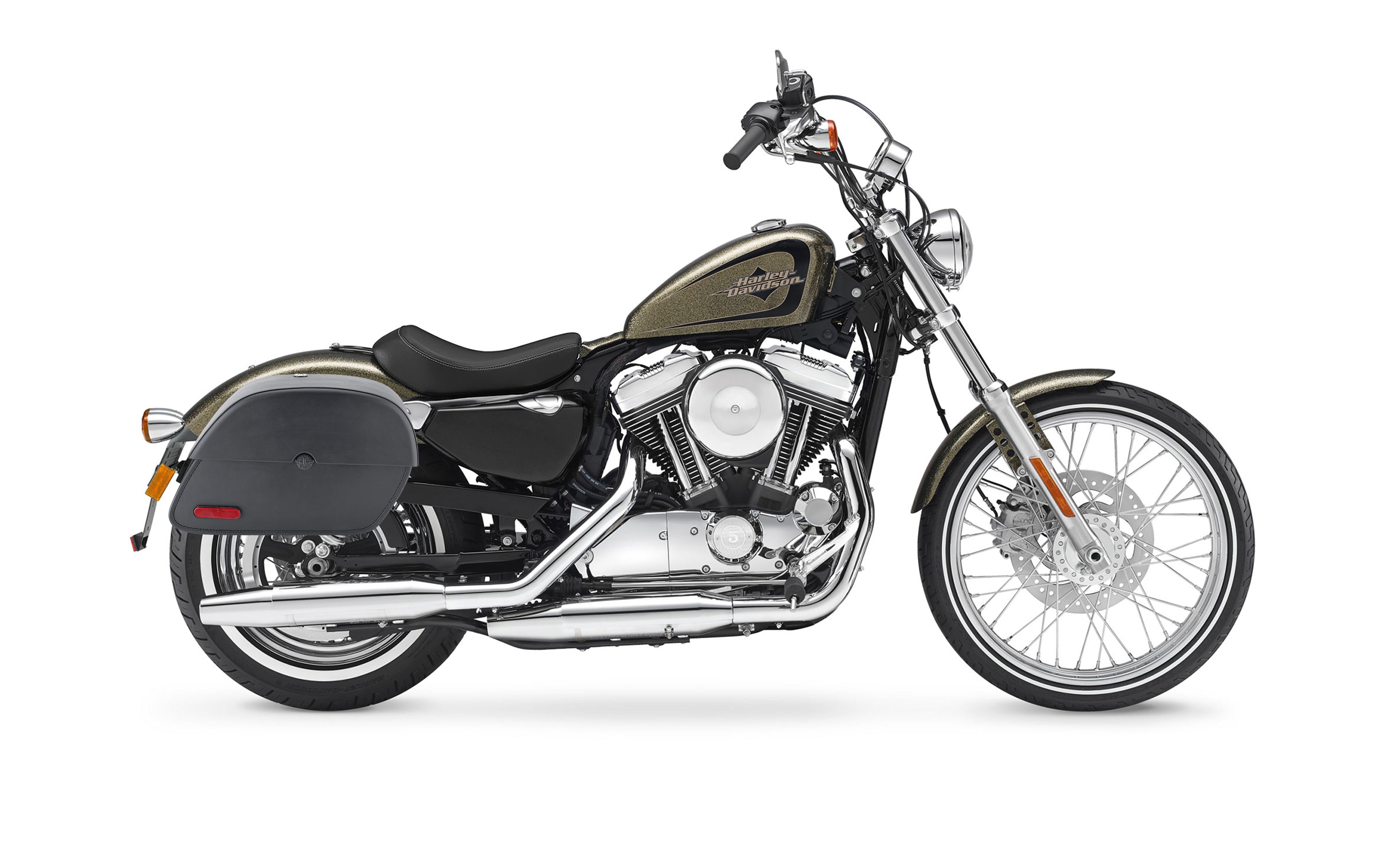 26L - Panzer Large Shock Cutout Leather Saddlebags for Harley Sportster Seventy Two XL1200V Bag on Bike @expand