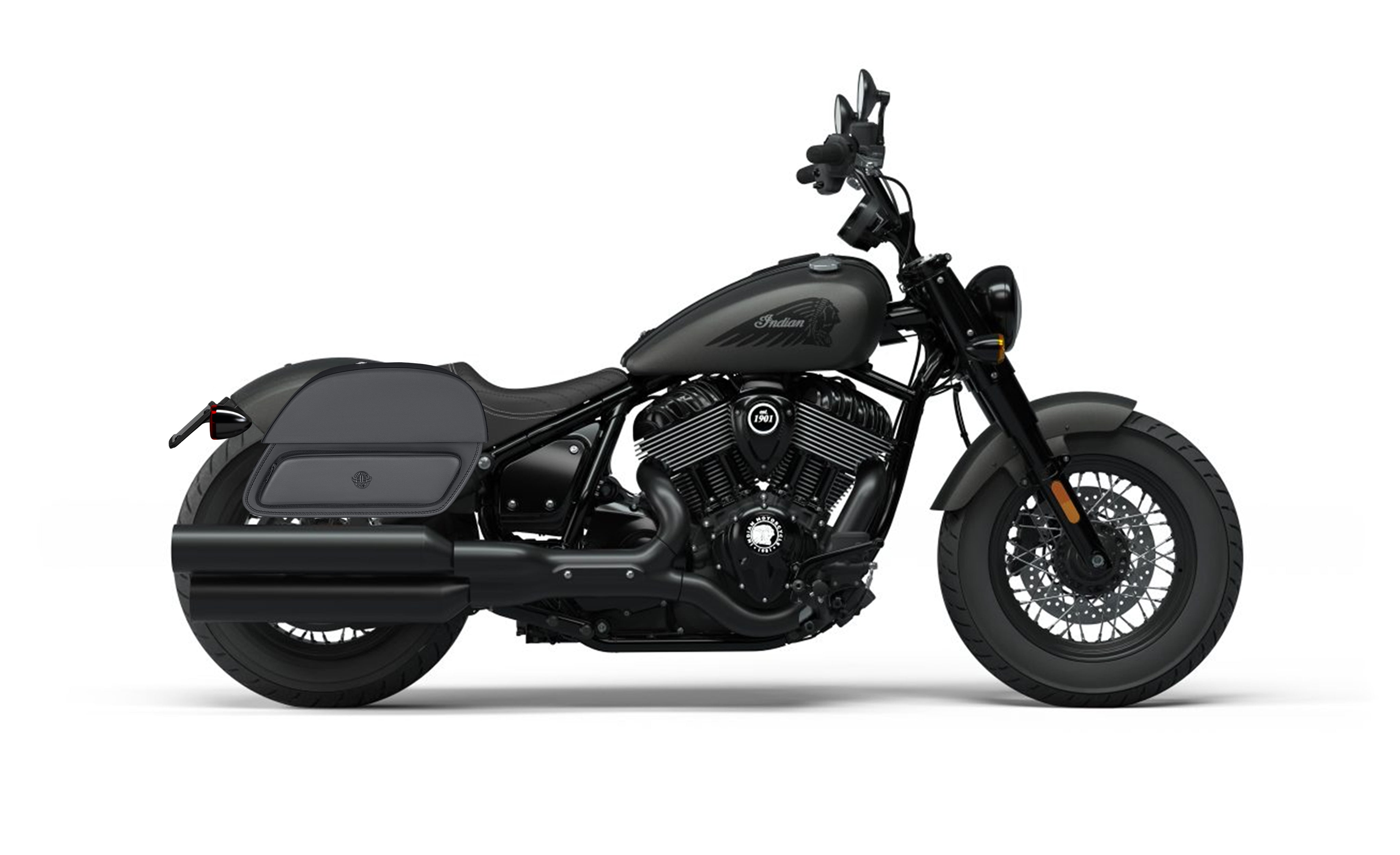 32L - Pantheon Large Shock Cutout Indian Chief Bobber Darkhorse Saddle Bags Bag on Bike @expand