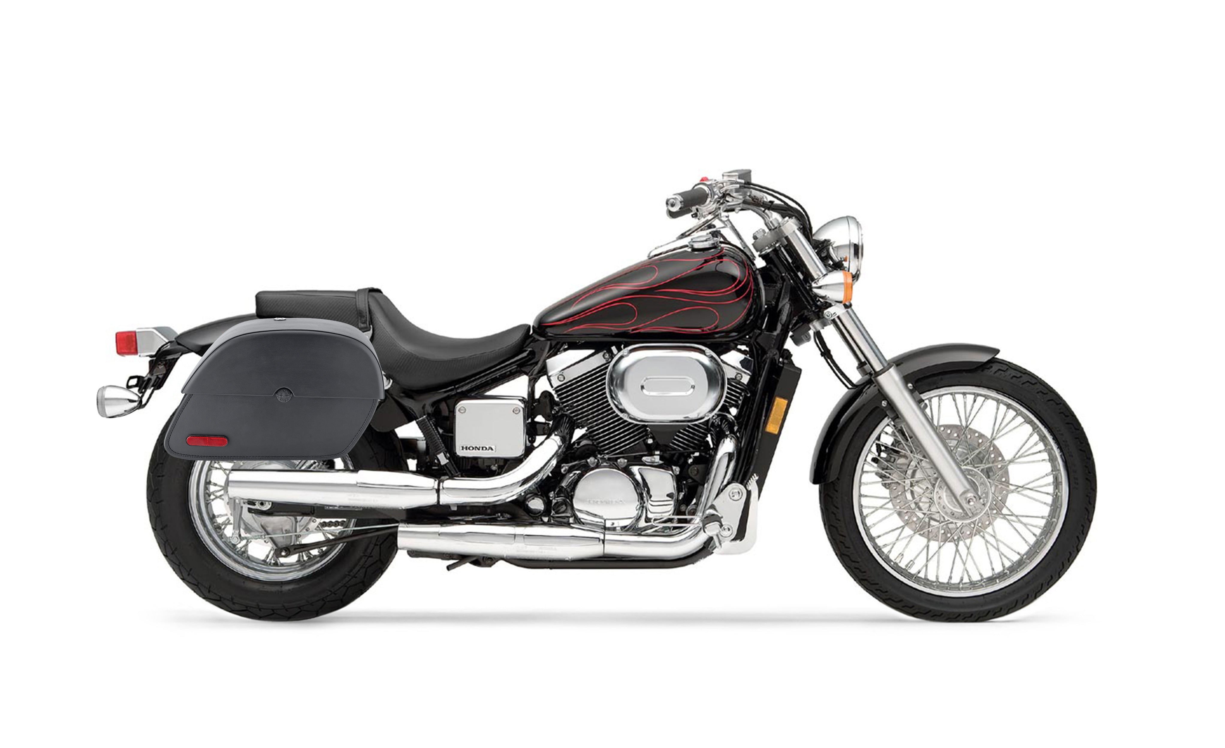 26L - Panzer Large Shock Cutout Honda Shadow 750 Spirit DC Motorcycle Saddlebags Bag on Bike @expand