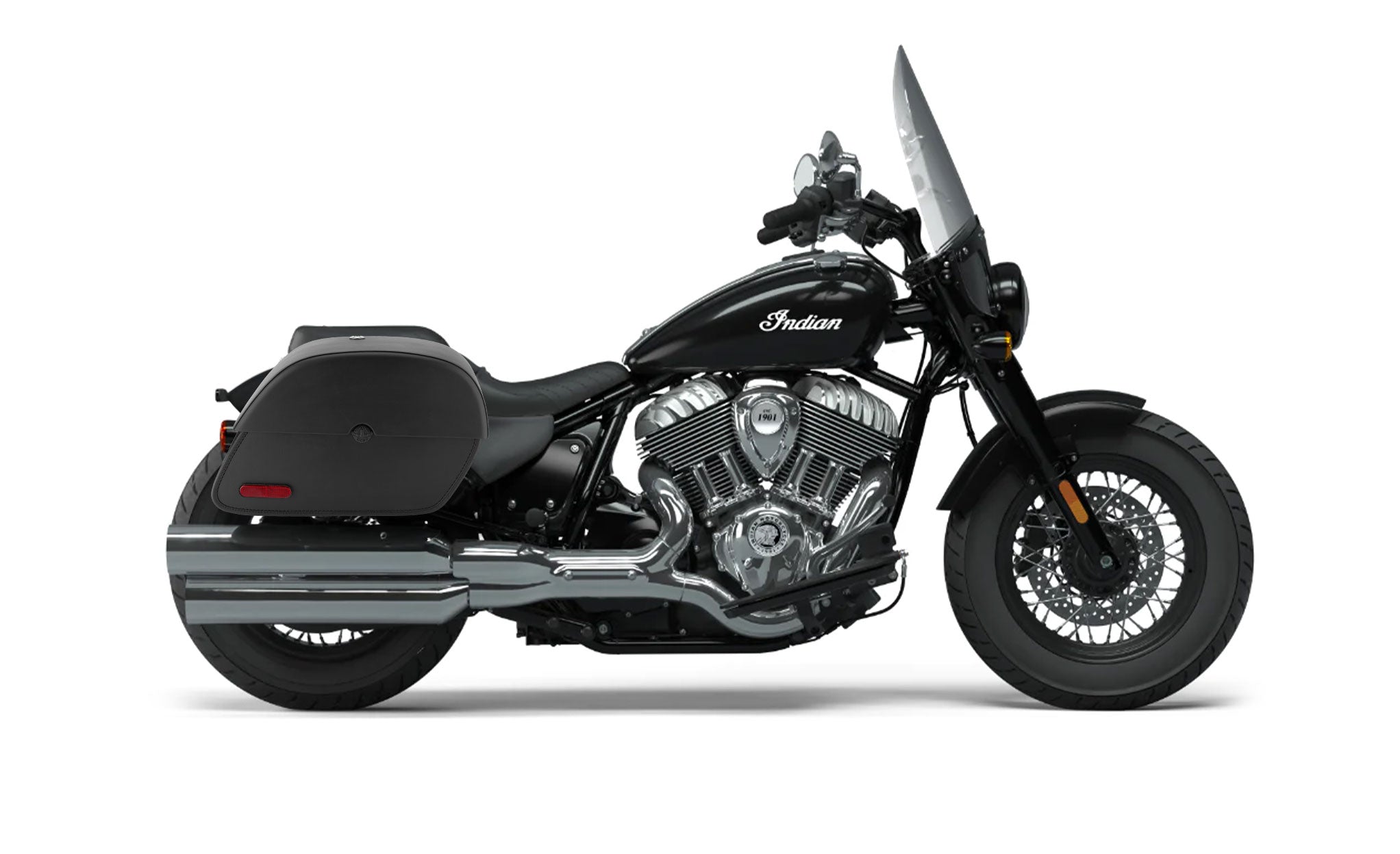 32L - Panzer Large Shock Cutout Indian Super Chief Motorcycle Saddle Bags Bag on Bike @expand