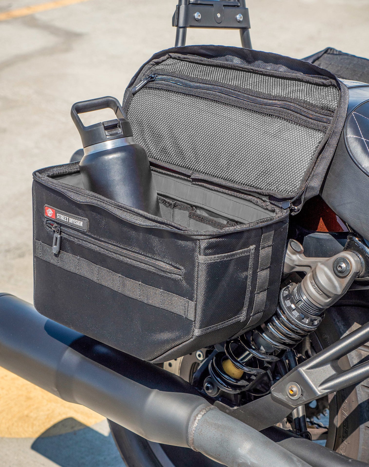 18L - Patriot Medium Honda Rebel 1100 Motorcycle Throw Over Saddlebags Life Style 4