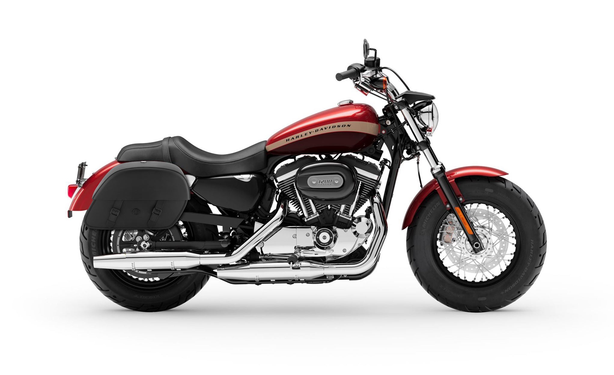 28L - Baelor Medium Quick Mount Motorcycle Saddlebags For Harley Sportster 1200 Custom XL1200C/XLH1200C @expand