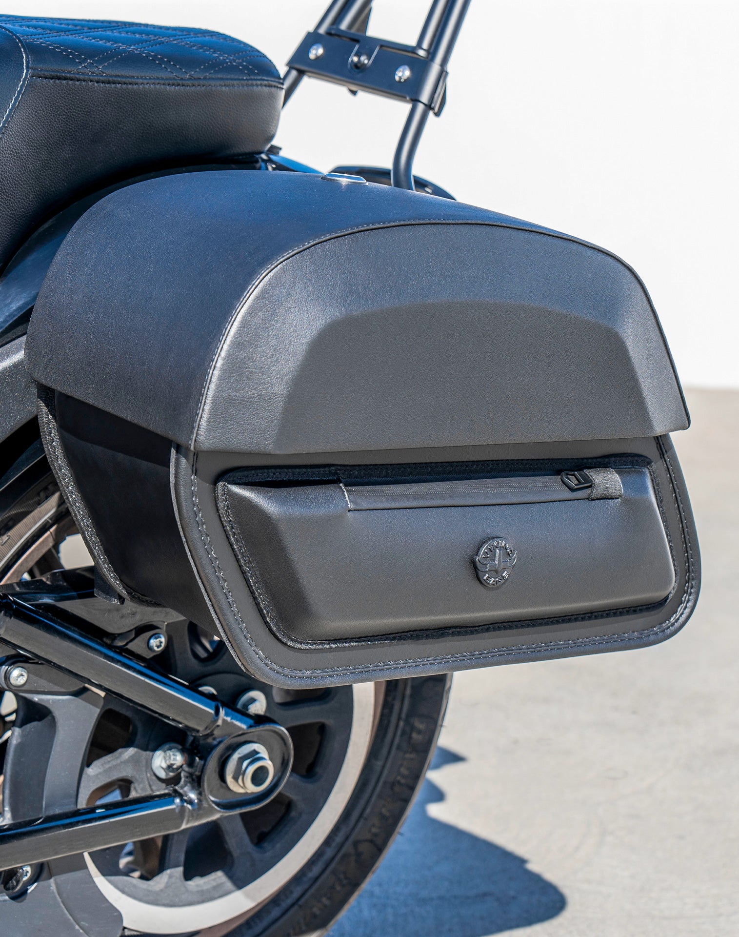 28L - Pantheon Medium Quick Mount Motorcycle Saddlebags For Harley Softail Low Rider S FXLRS Lifestyle
