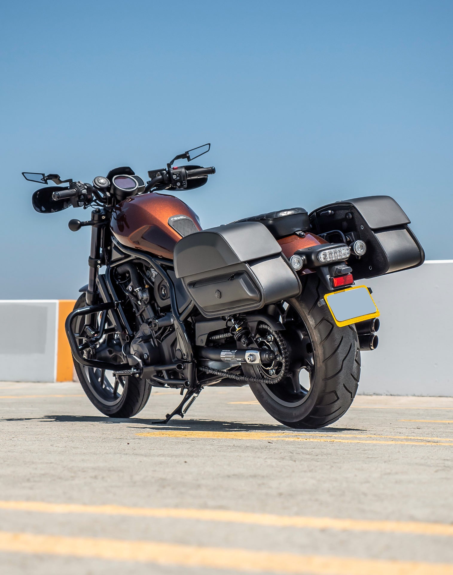 28L - Pantheon Medium Quick-Mount Honda Rebel 1100 Motorcycle Saddlebags v1