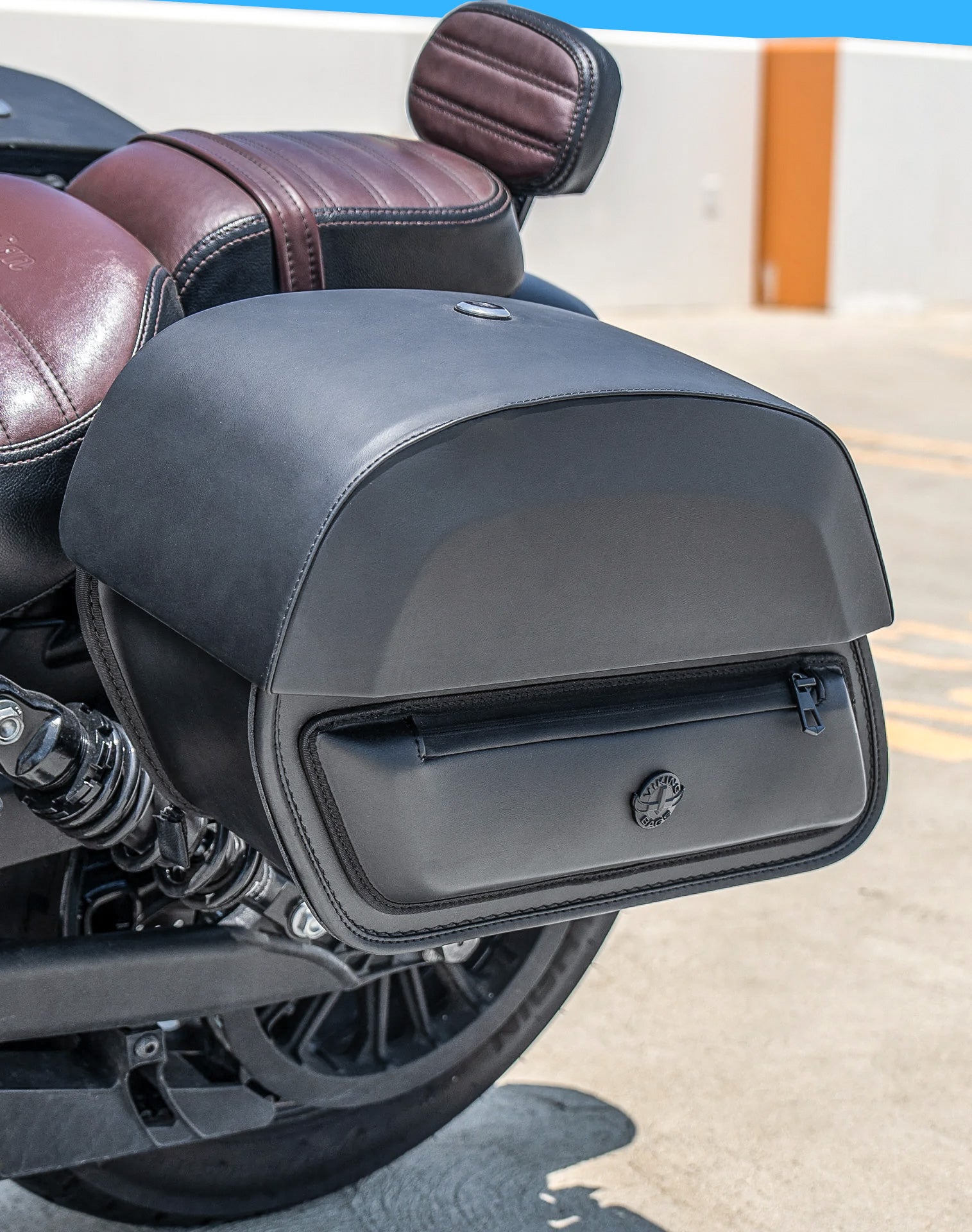 28L - Pantheon Medium Quick Mount Indian Scout Bobber Sixty Motorcycle Saddlebags Vertical Lifestyle