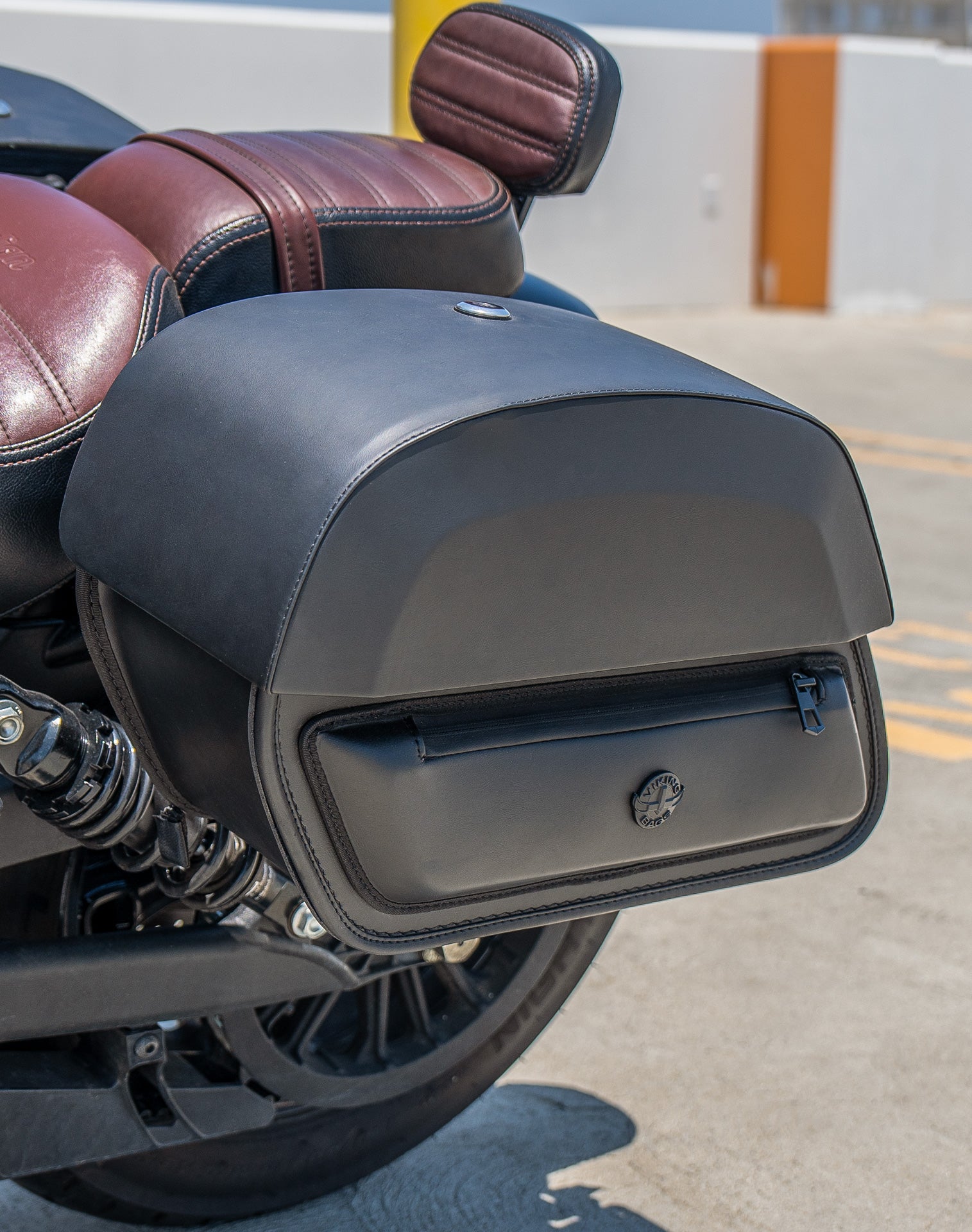 28L - Pantheon Medium Quick Mount Indian Scout Bobber Twenty Motorcycle Saddlebags v3