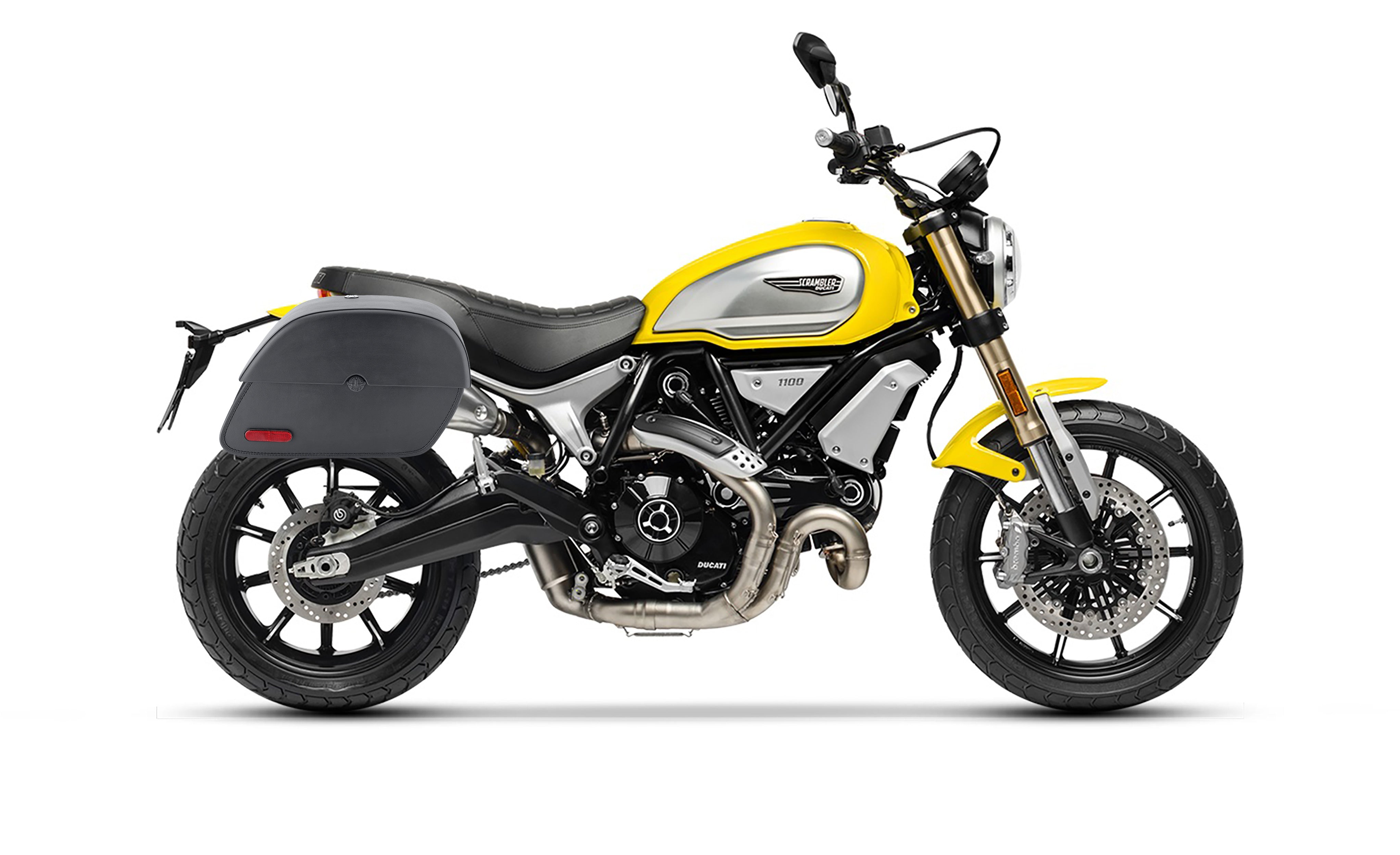 28L - Panzer Medium Quick Mount Ducati Scrambler 1100/Special/Sport (2017+) Leather Saddlebags Bag on Bike @expand