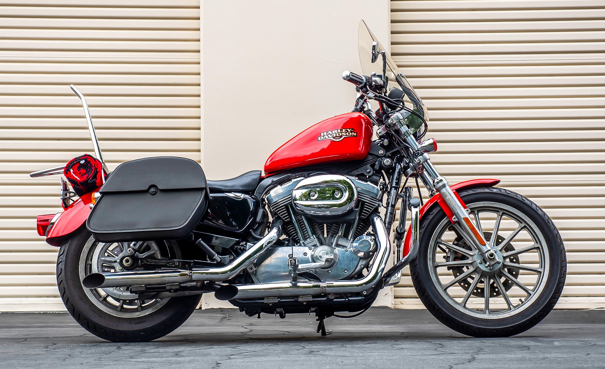 28L - Panzer Medium Quick Mount Leather Saddlebags For Harley Sportster 883 Low XL883L @expand