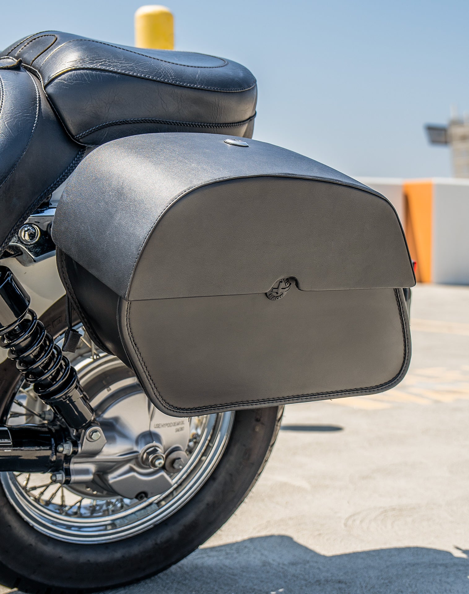 28L - Panzer Medium Quick Mount Honda Shadow 750 Aero Leather Saddlebags v3