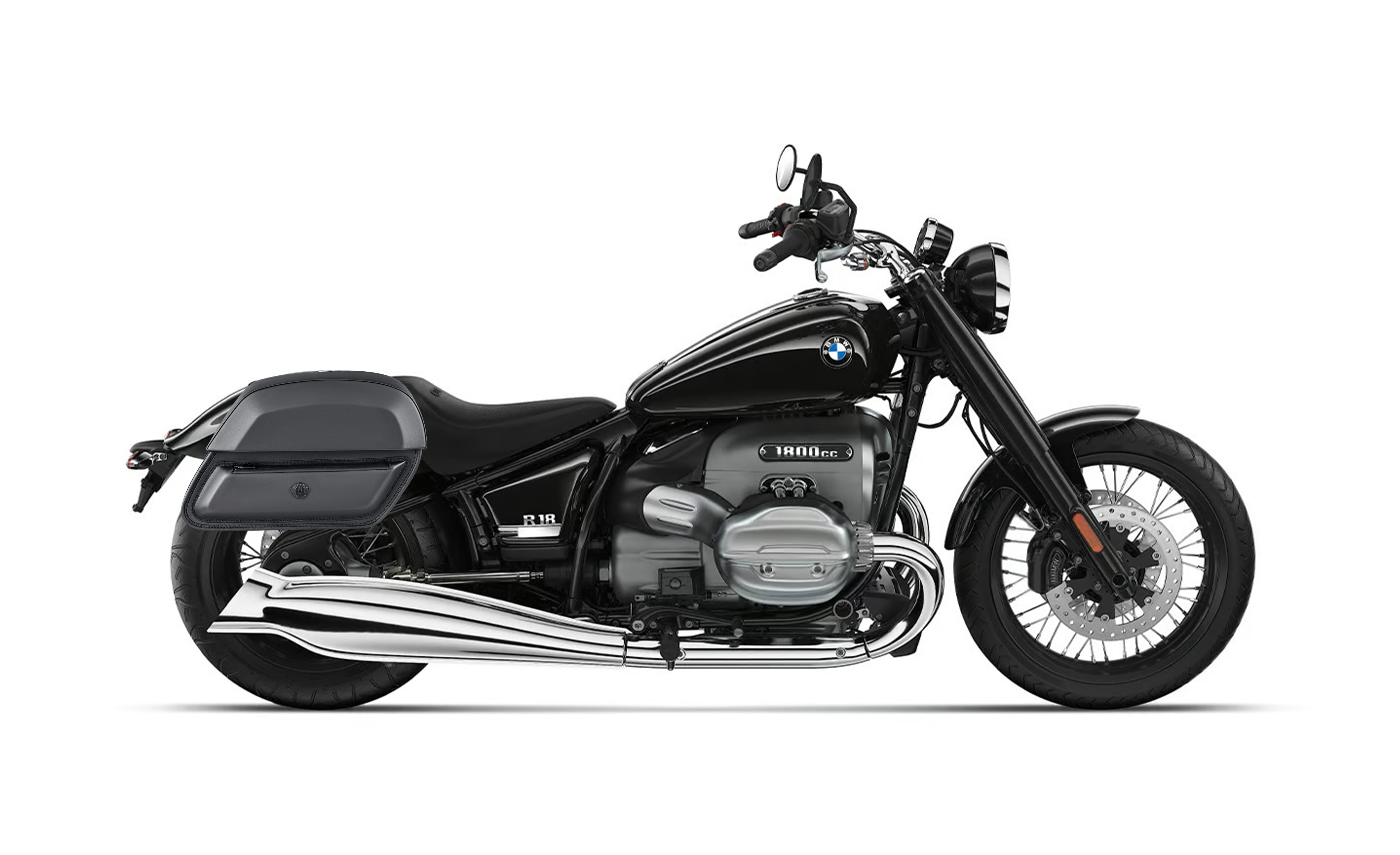 28L - Pantheon Medium BMW R18 Leather Motorcycle Saddlebags Bag on Bike @expand