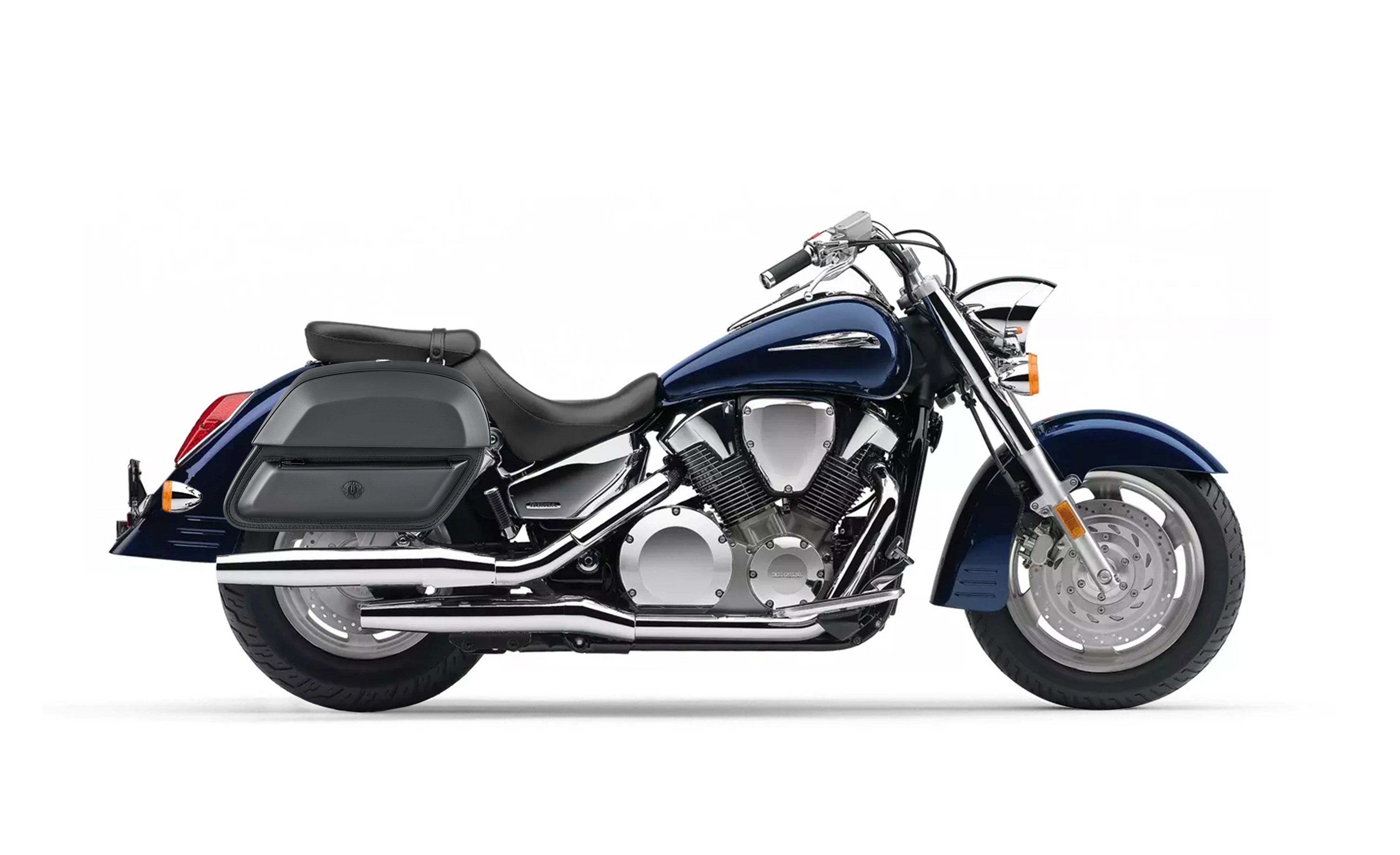 28L - Pantheon Medium Honda VTX 1300 R Retro Leather Motorcycle Saddlebags @expand