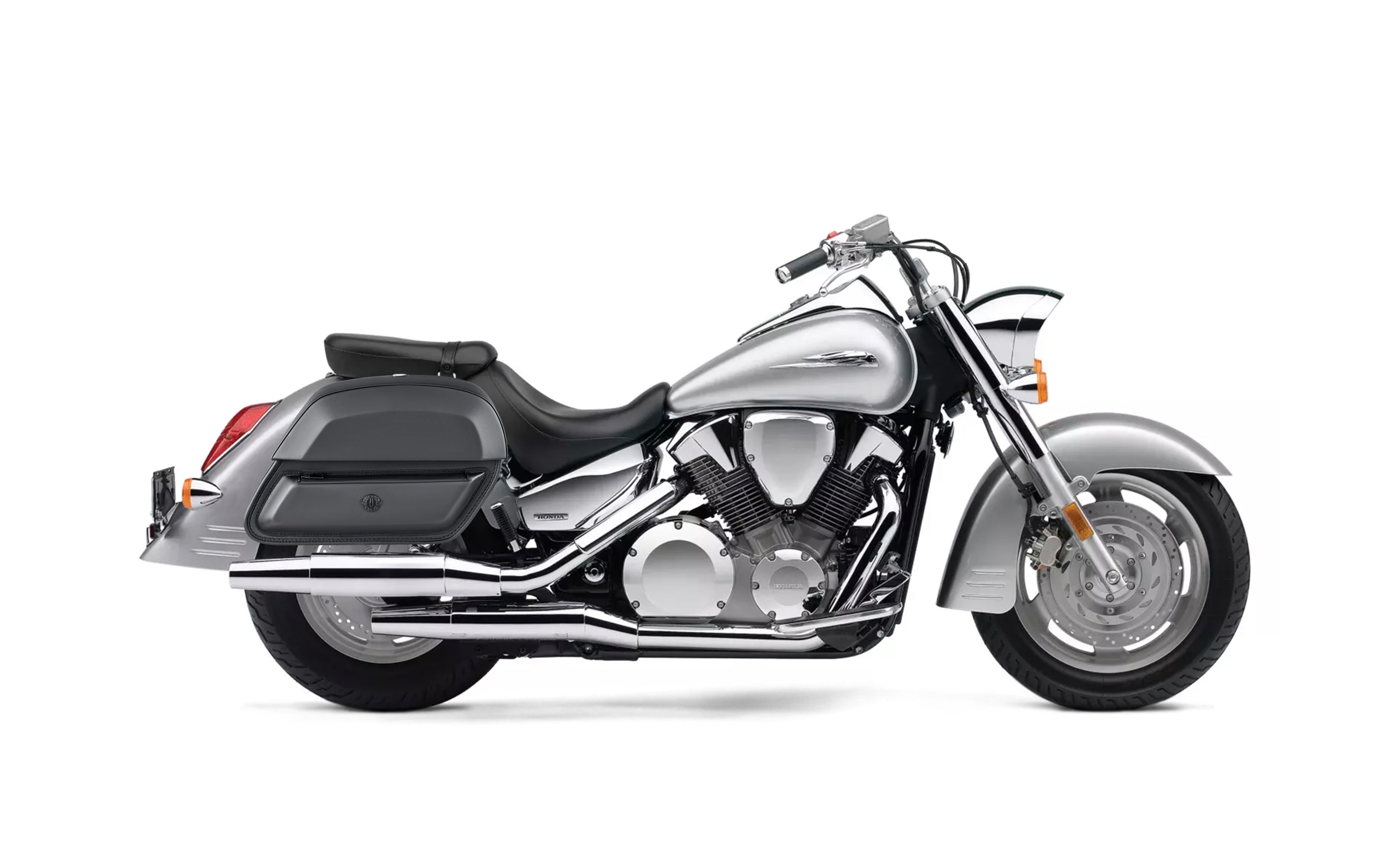 28L - Pantheon Medium Honda VTX 1300 S Leather Motorcycle Saddlebags @expand