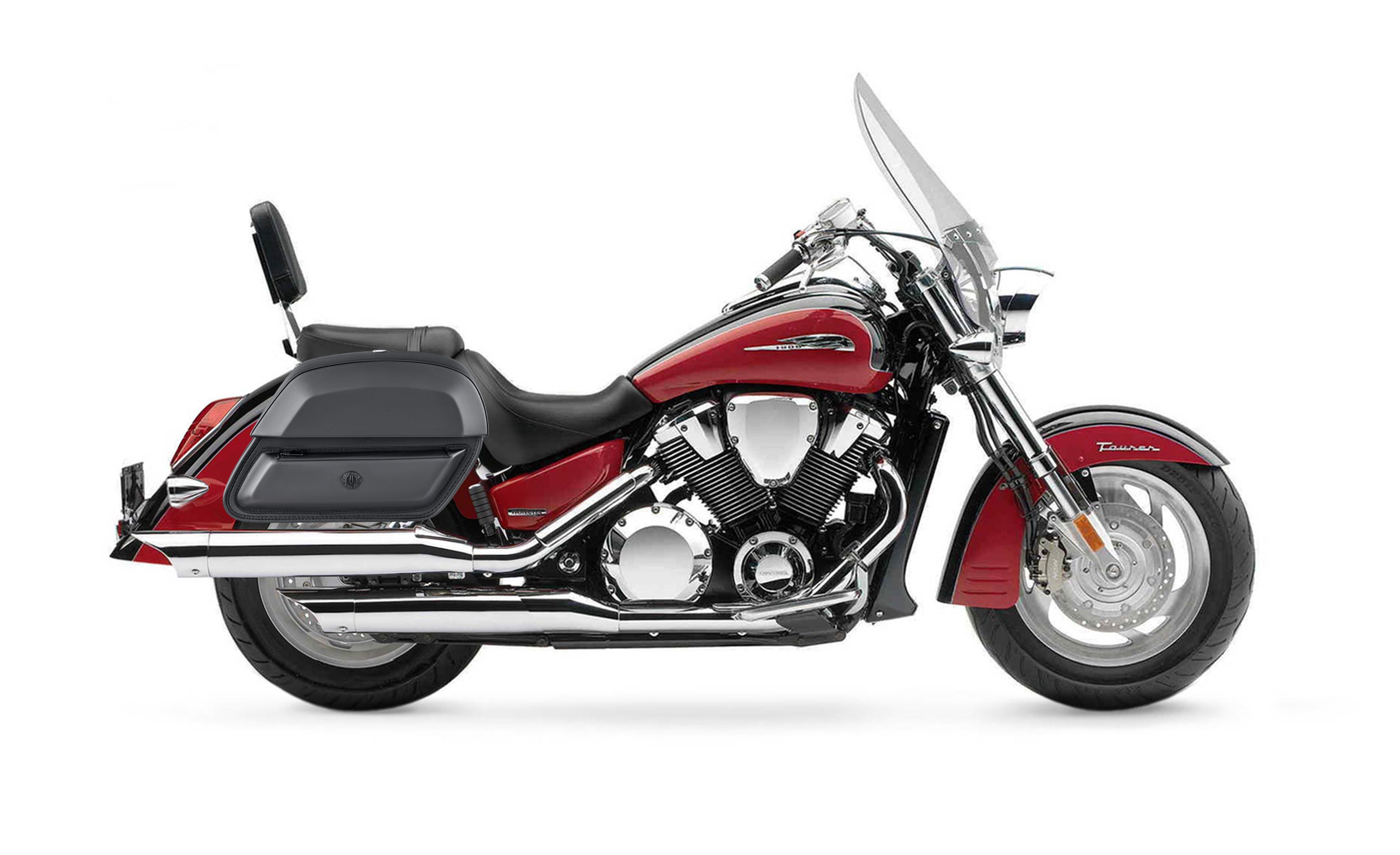 28L - Pantheon Medium Honda VTX 1800 T Tourer Leather Motorcycle Saddlebags @expand