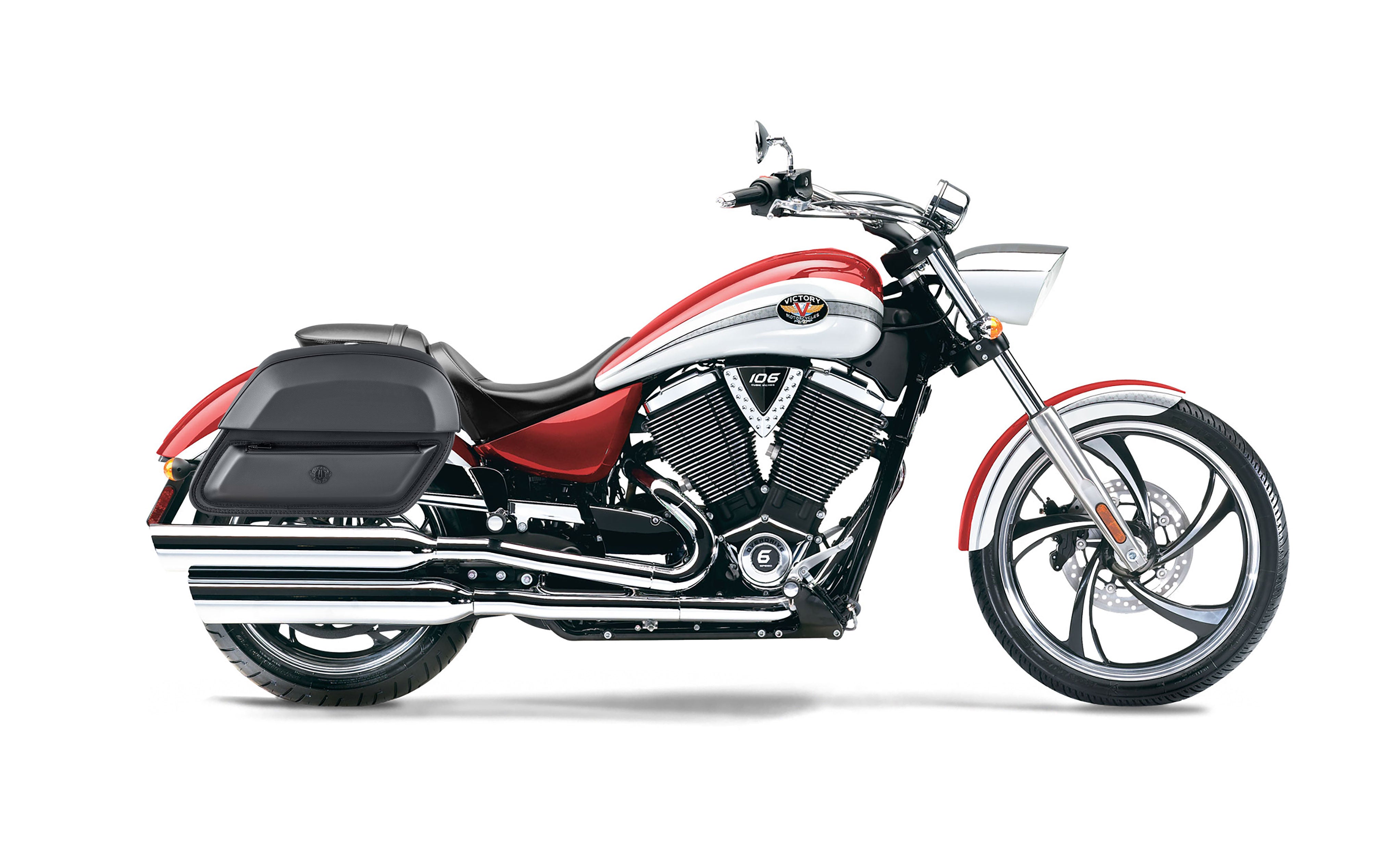 28L - Pantheon Medium Victory Vegas Leather Motorcycle Saddlebags BAG on Bike @expand