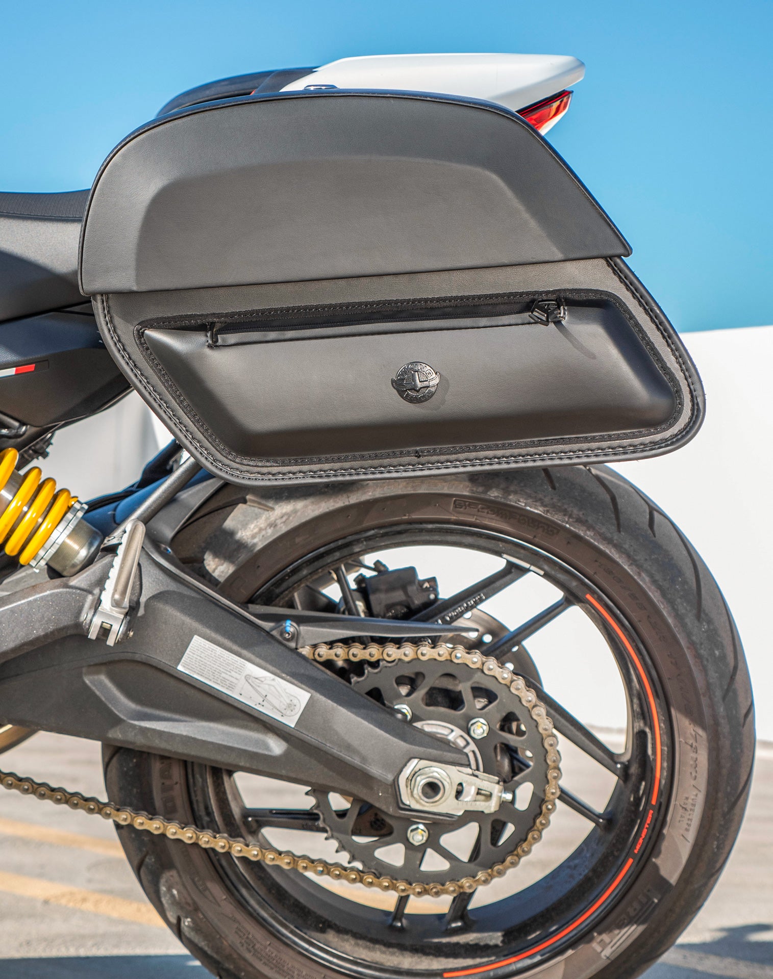 28L - Pantheon Medium Quick Mount Ducati Monster 797 Motorcycle Saddlebags v2