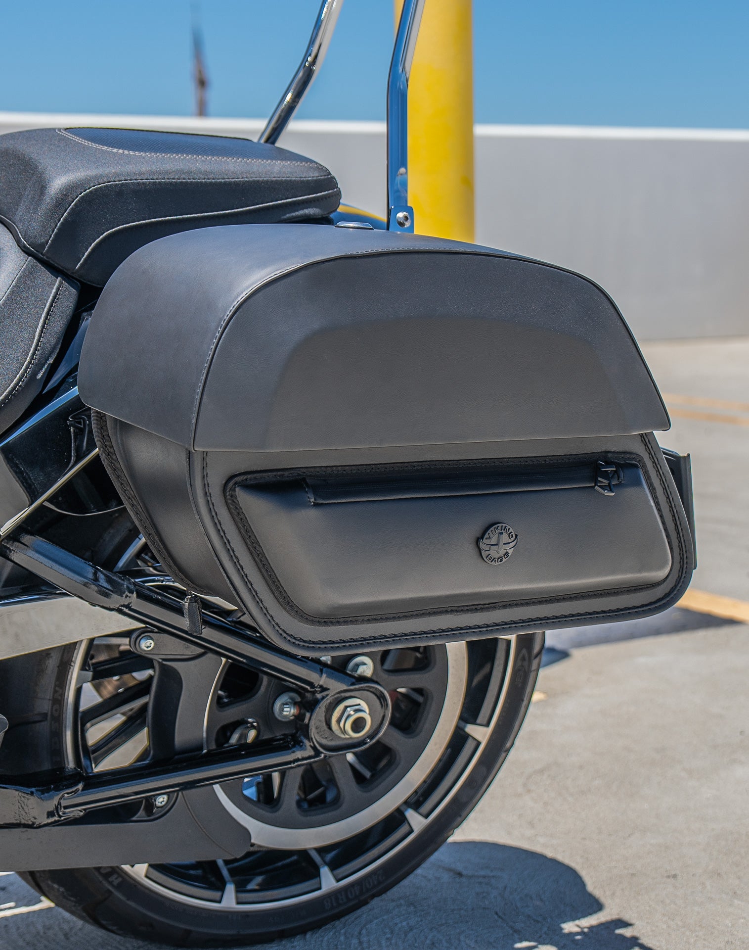 28L - Pantheon Medium Quick Mount Harley Softail Breakout FXBR/S Motorcycle Saddlebags v3