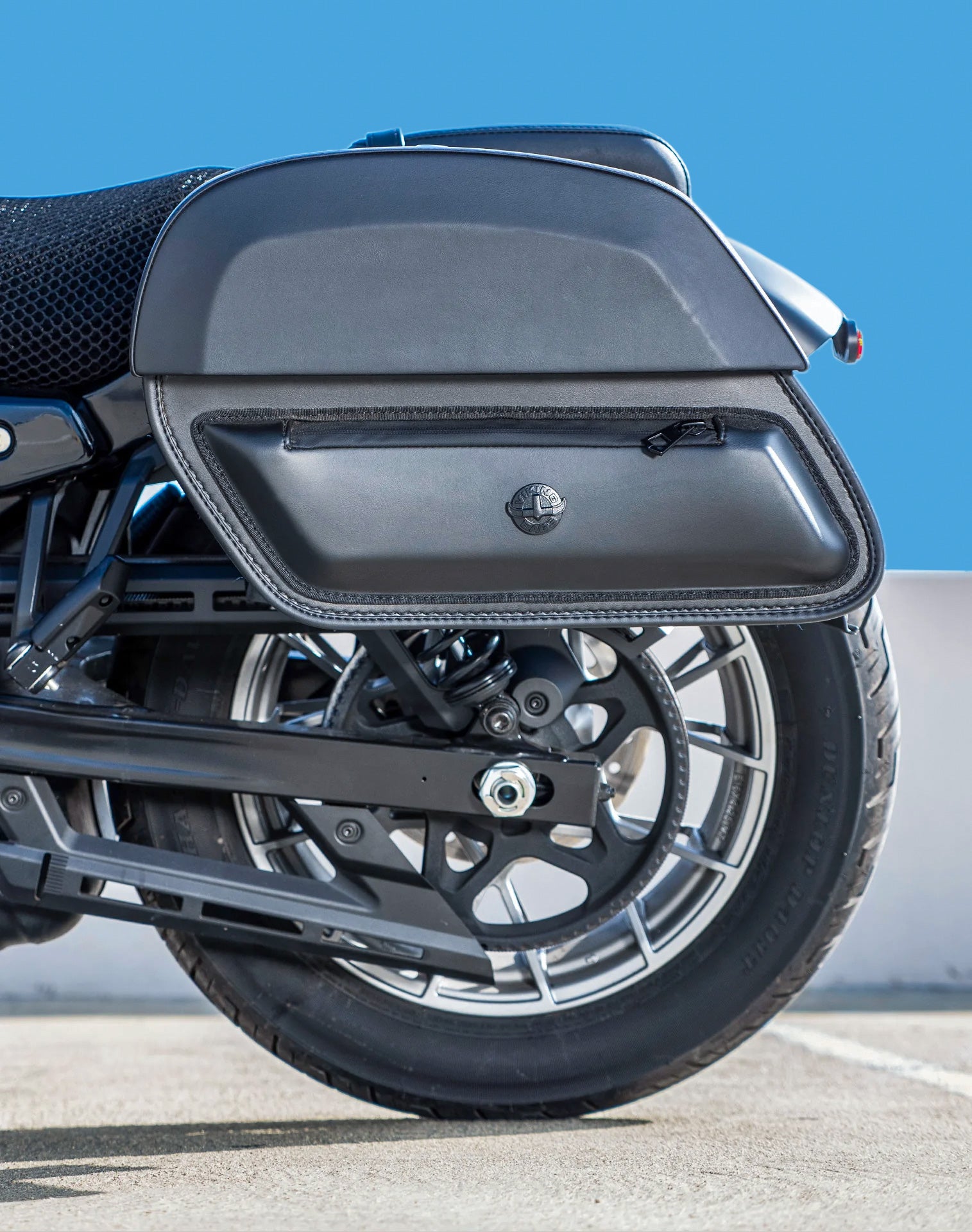28L - Pantheon Medium Quick Mount Harley Nightster RH975/S Motorcycle Saddlebags Lifestyle