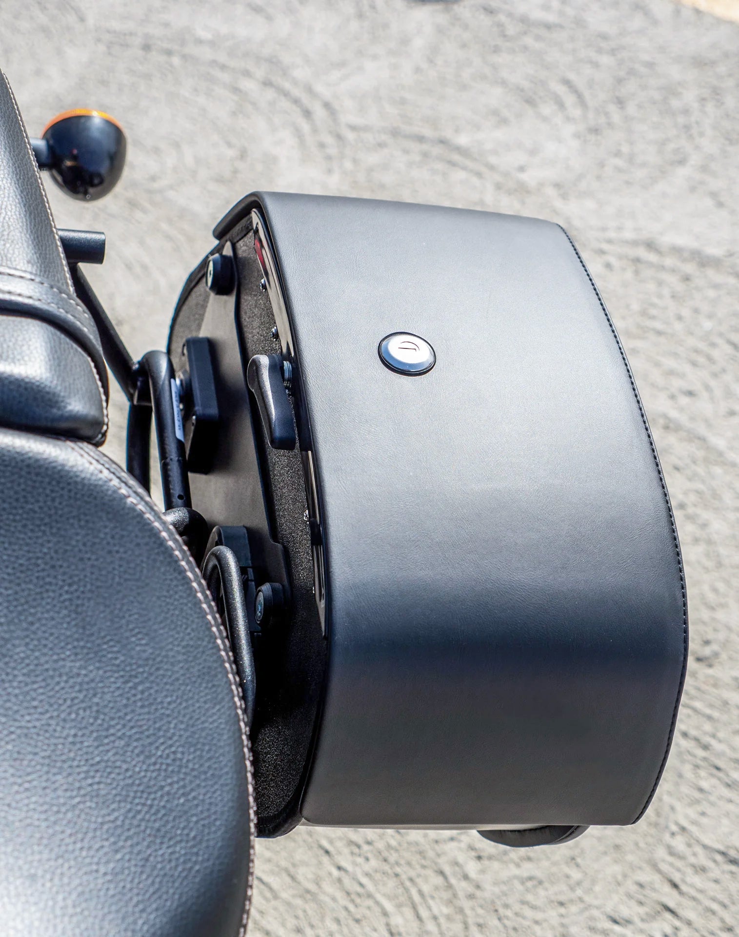 28L - Pantheon Medium Quick Mount Harley Nightster RH975/S Motorcycle Saddlebags Lifestyle