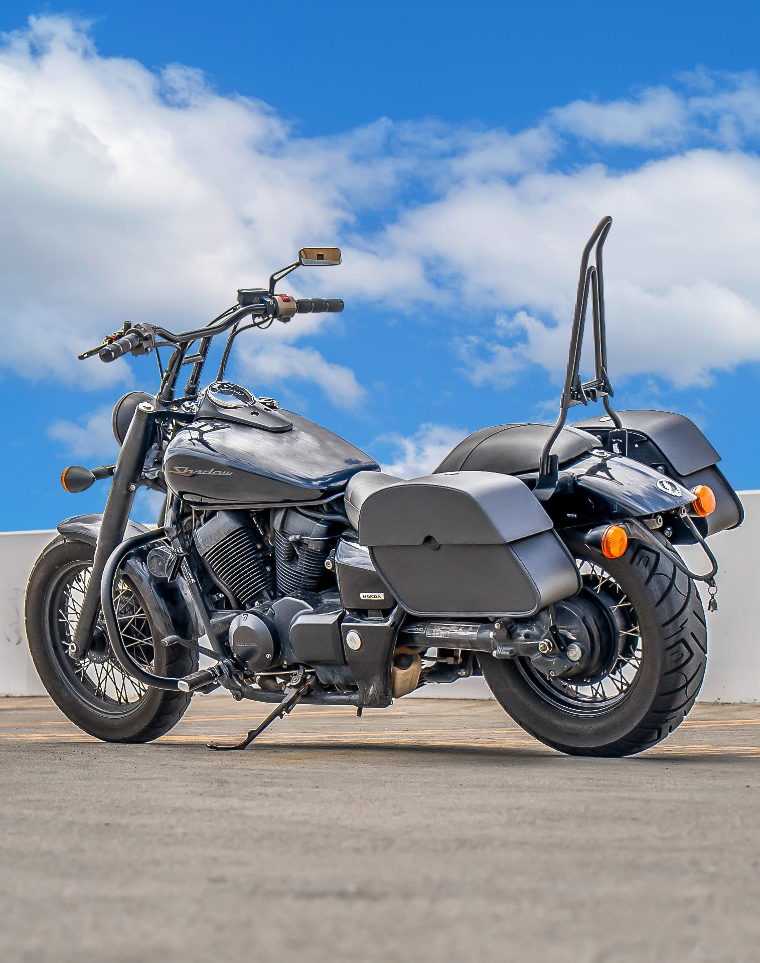 28L - Panzer Medium Quick Mount Honda 750 Shadow Phantom Leather Saddlebags v1