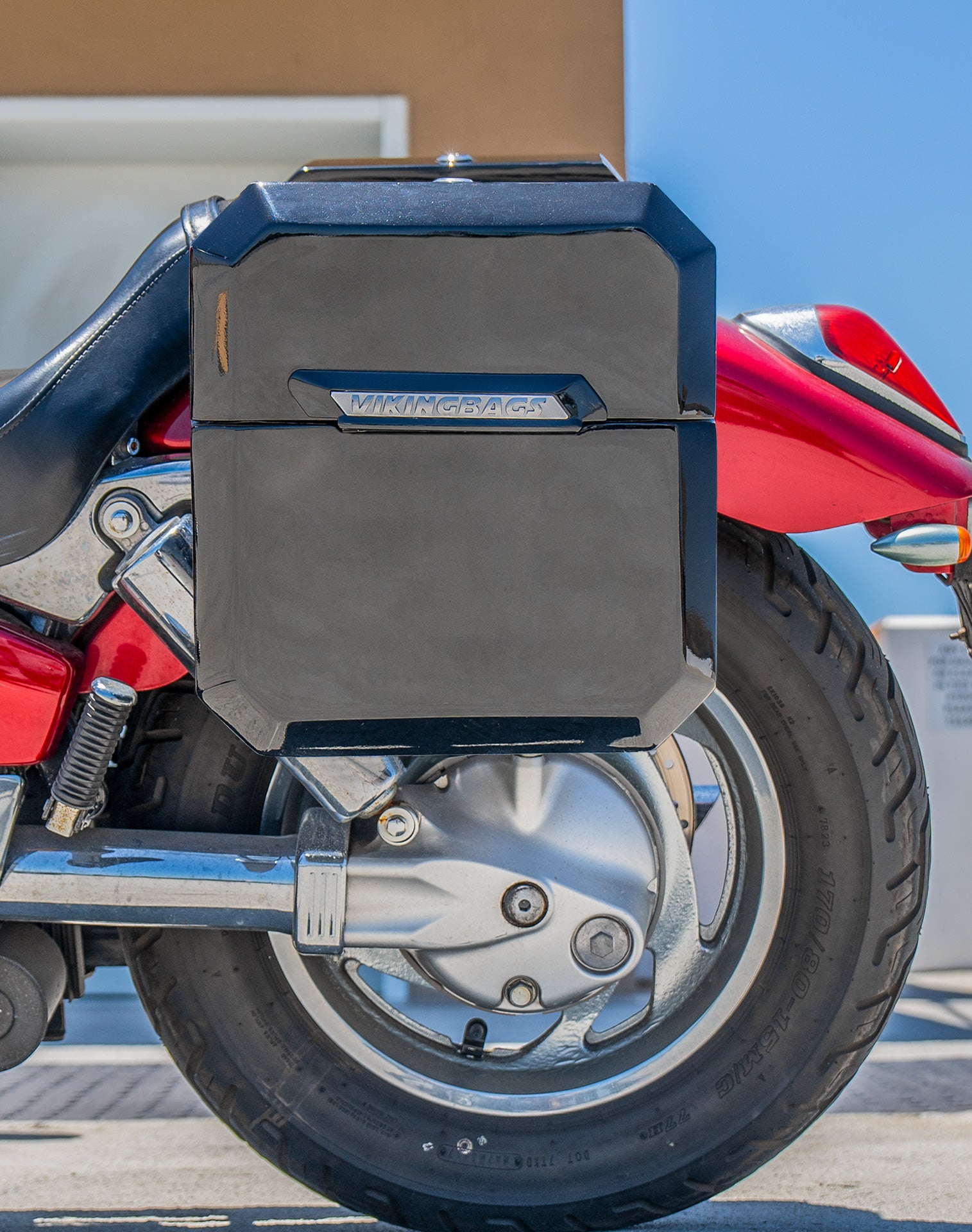 30L - Outlaw Quick-Mount Medium Honda VTX 1300 C Painted Hard Saddlebags Life Style 2