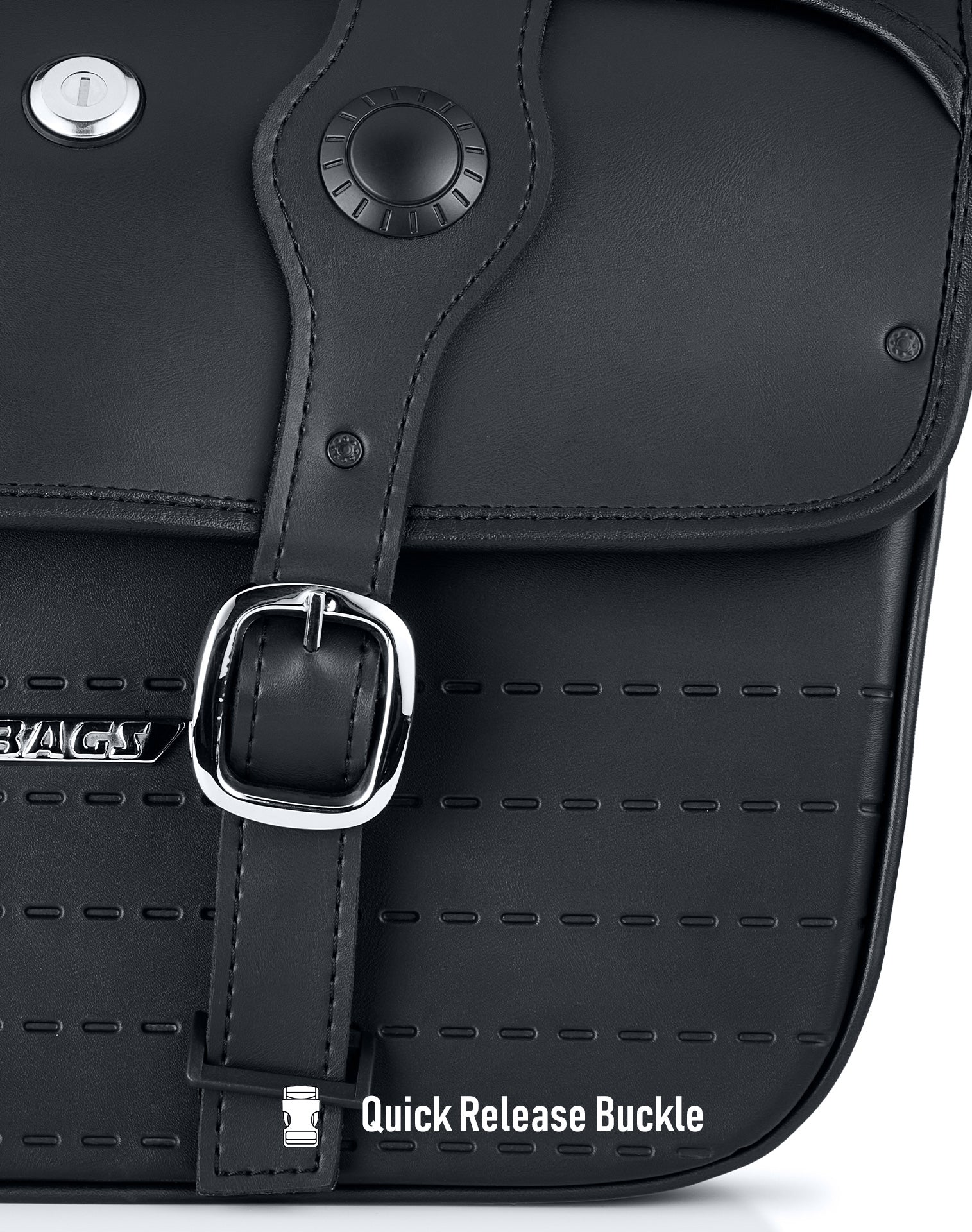 34L - ArrowHead Large Indian Super Chief Dark Horse Motorcycle Saddlebags Quick Release Buckle