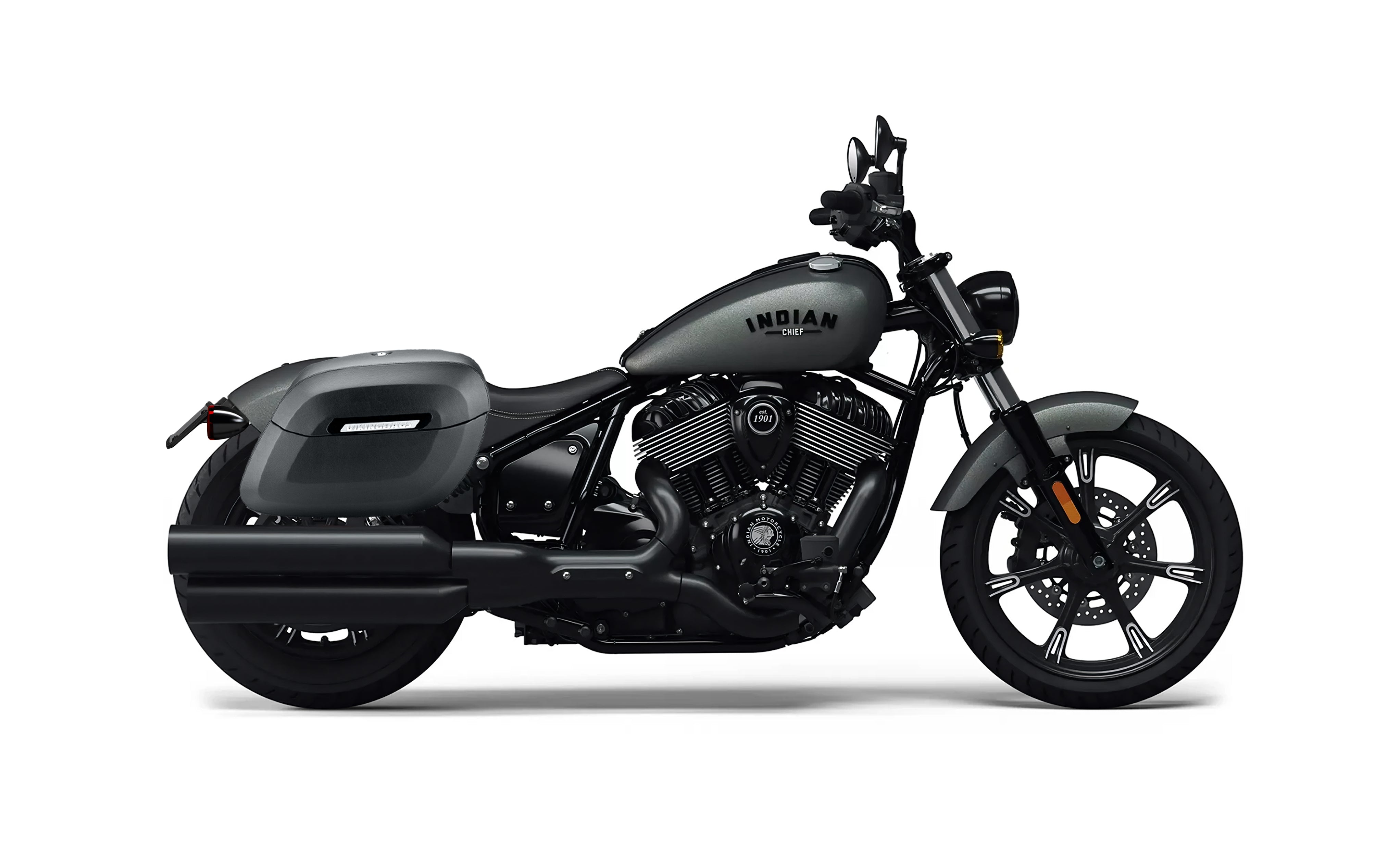 36L - Lamellar Raven XL Shock Cutout Indian Chief Darkhorse Leather Covered Hard Saddle Bags Bag on Bike @expand